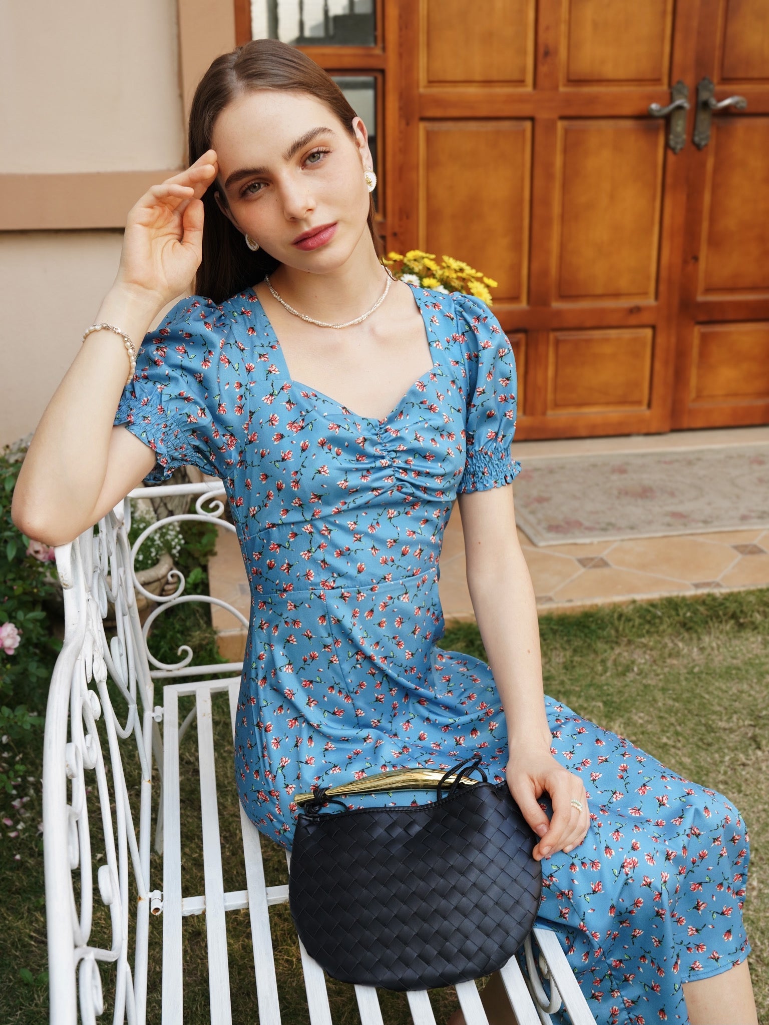 RP2244 - Azure Blue Floral Wrap Dress (2S-2M-2L)