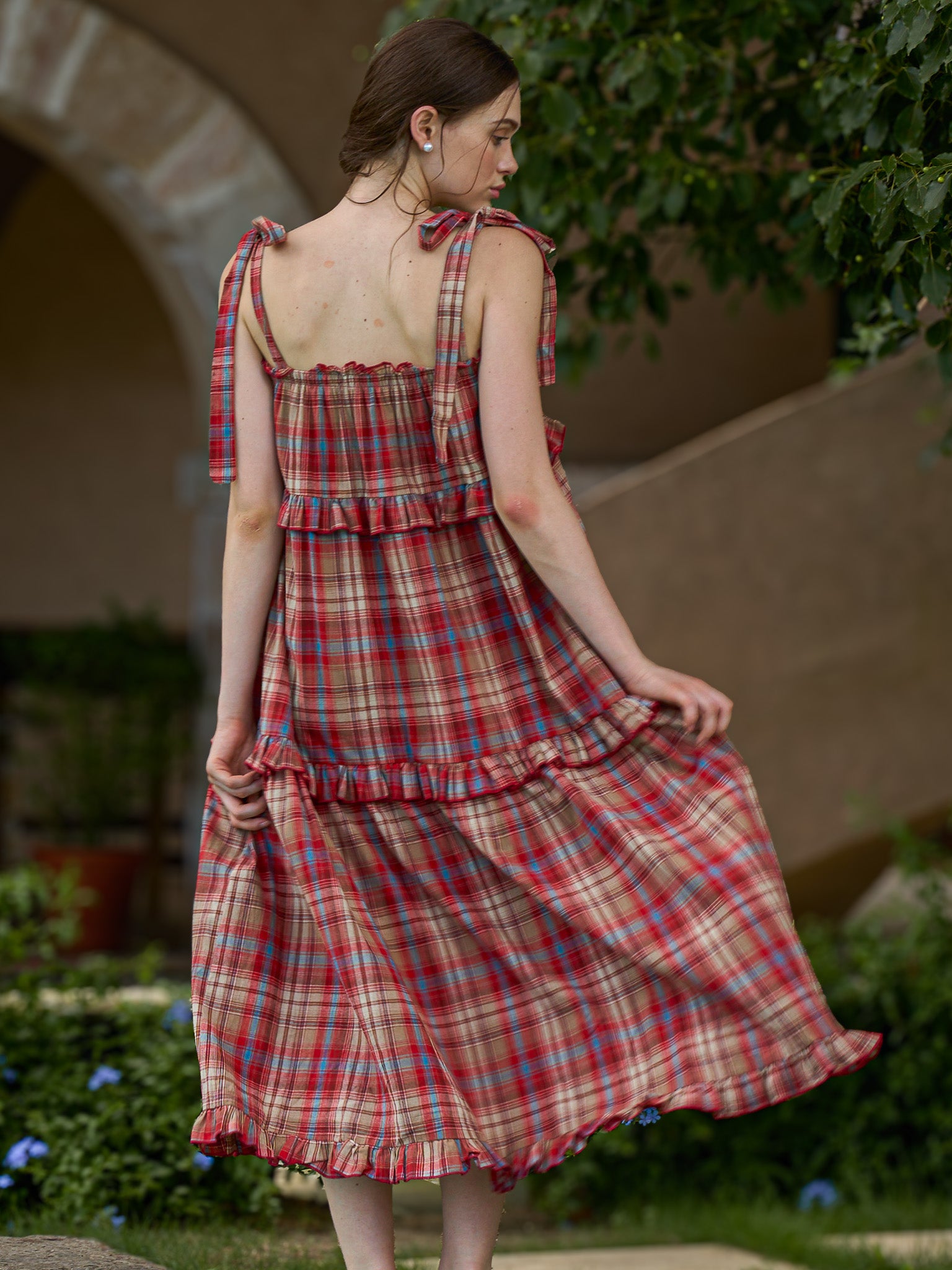 RP2475 - Red Checkered Cotton Maxi Dress (2S-2M-2L)