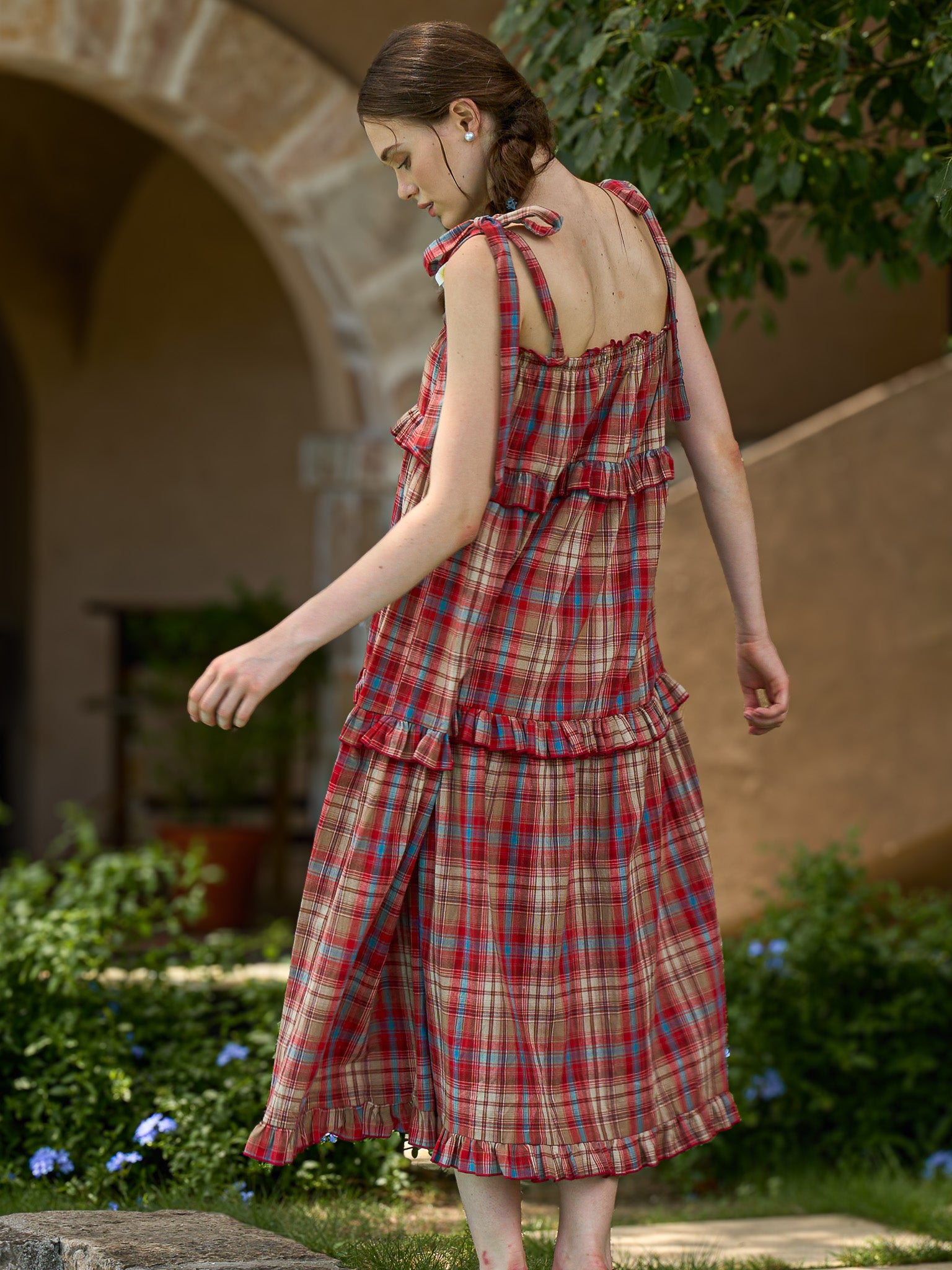 RP2475 - Red Checkered Cotton Maxi Dress (2S-2M-2L)