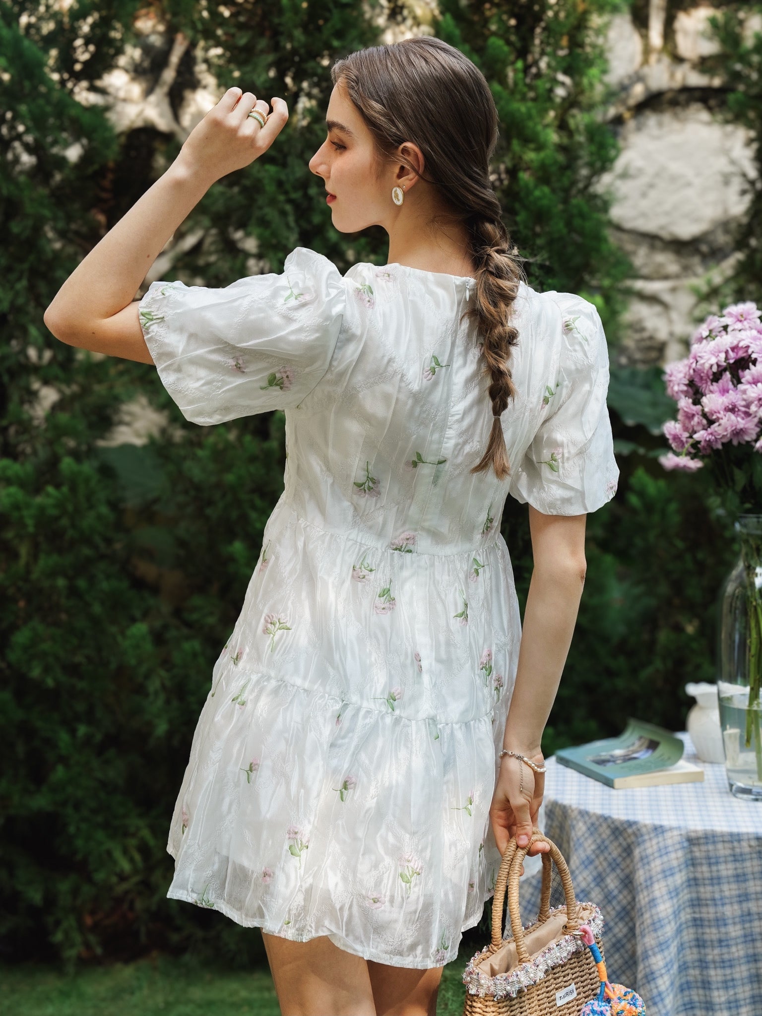 RP2237 - Garden Whimsy Puff-Sleeve Mini Dress with Bow Collar (2S-2M-2L)