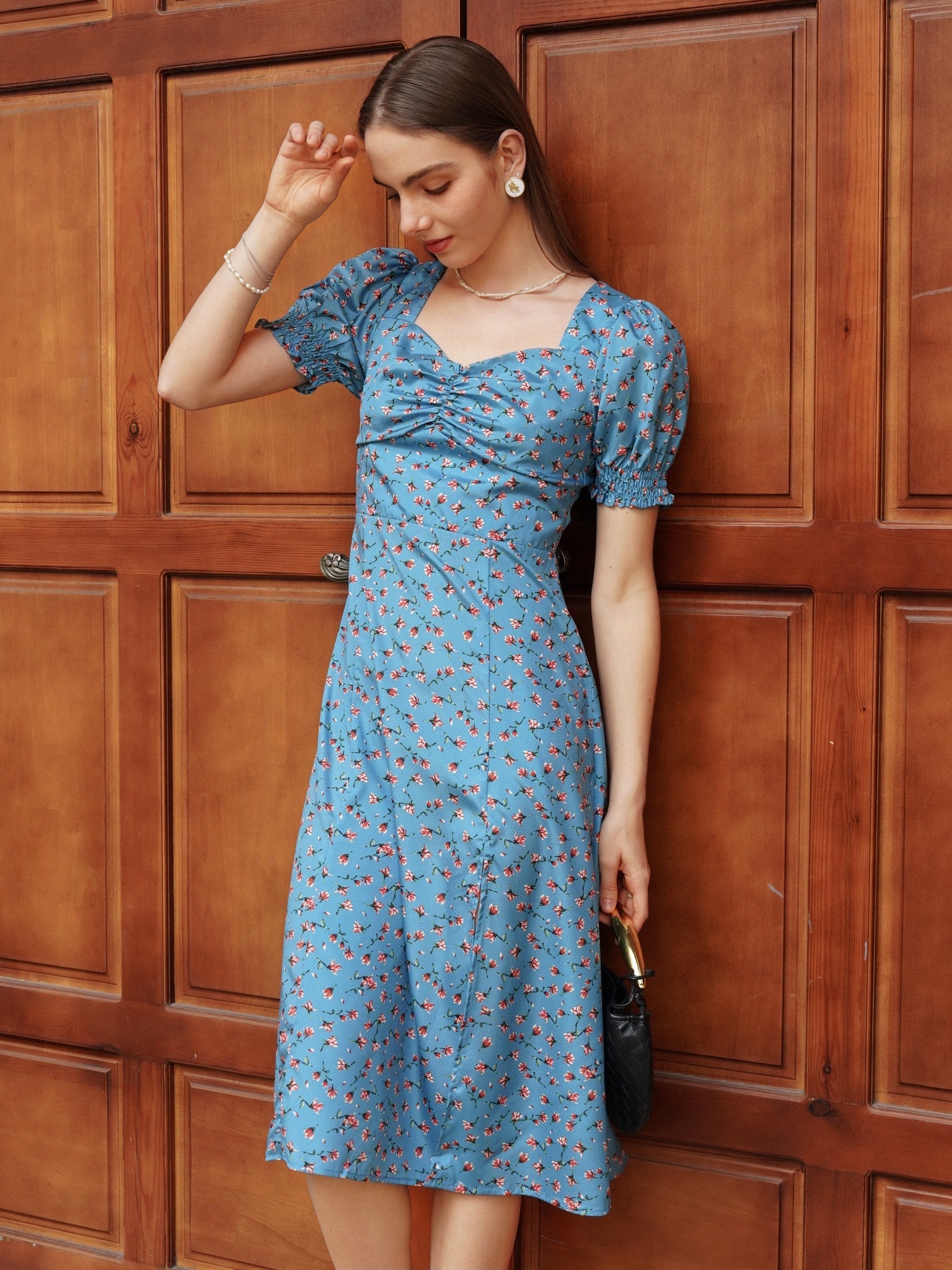 RP2244 - Azure Blue Floral Wrap Dress (2S-2M-2L)