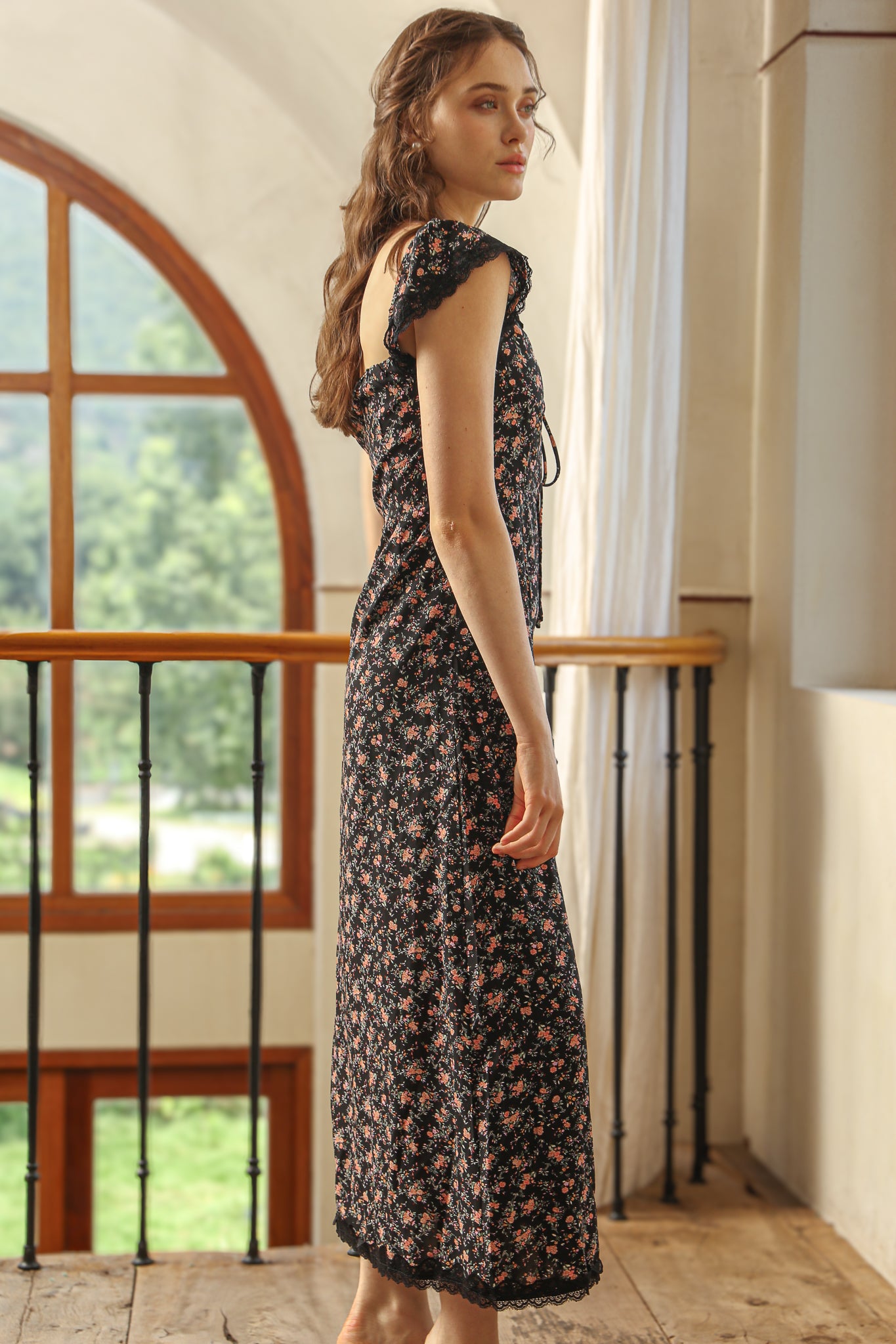 RP2525 - Vintage Floral Midi Dress with Lace Detailing (2S-2M-2L)