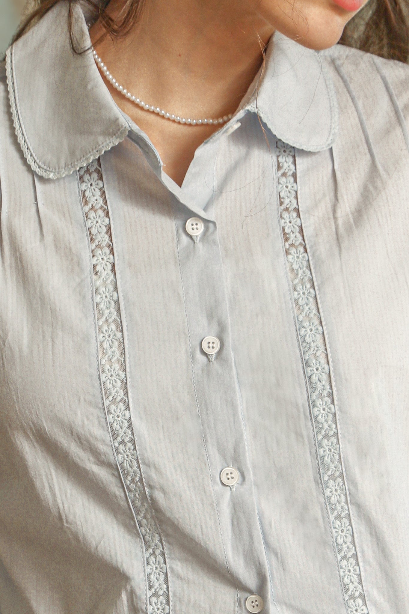 RP2533 - Powder Blue Lace Collar Blouse (2S-2M-2L)