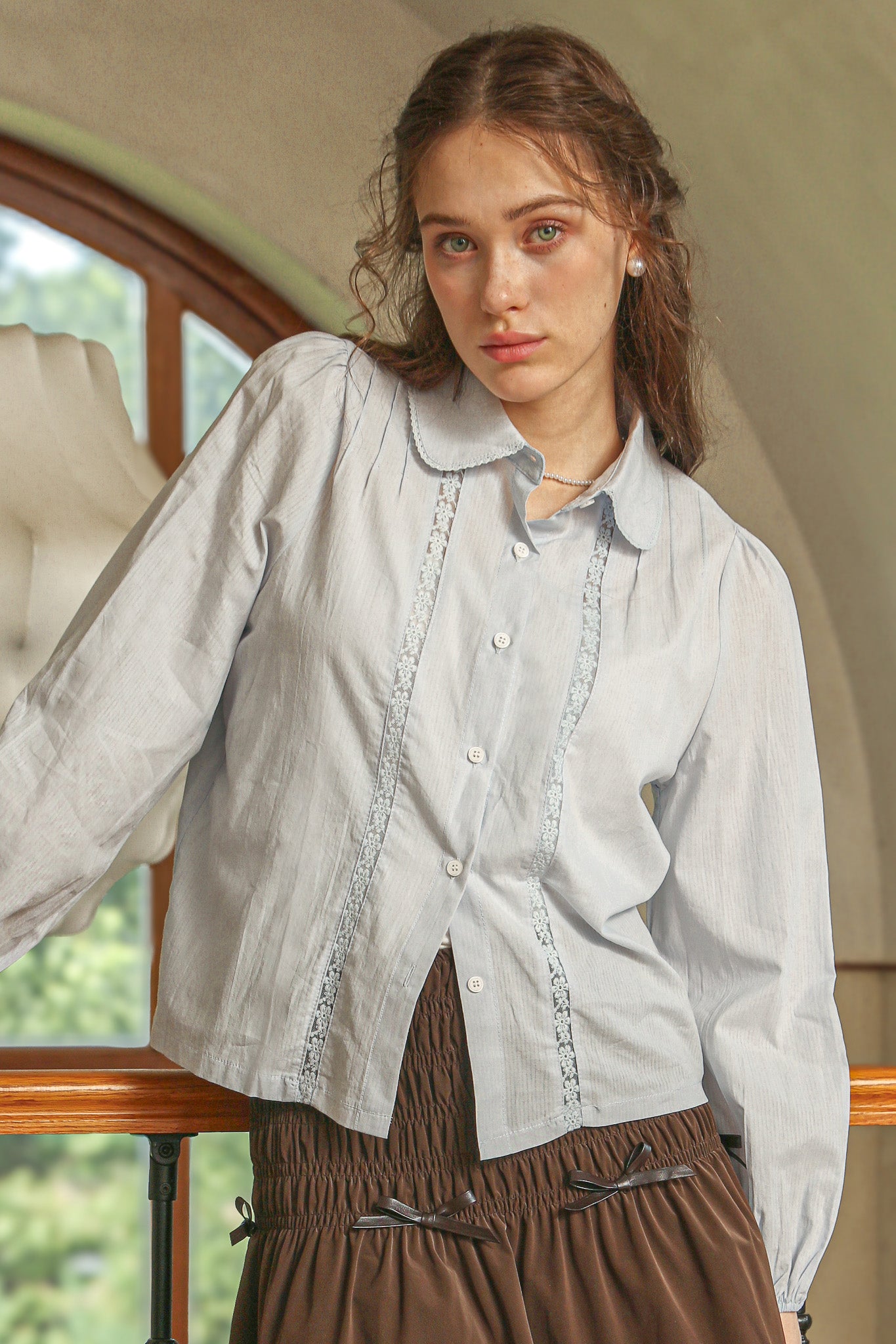 RP2533 - Powder Blue Lace Collar Blouse (2S-2M-2L)