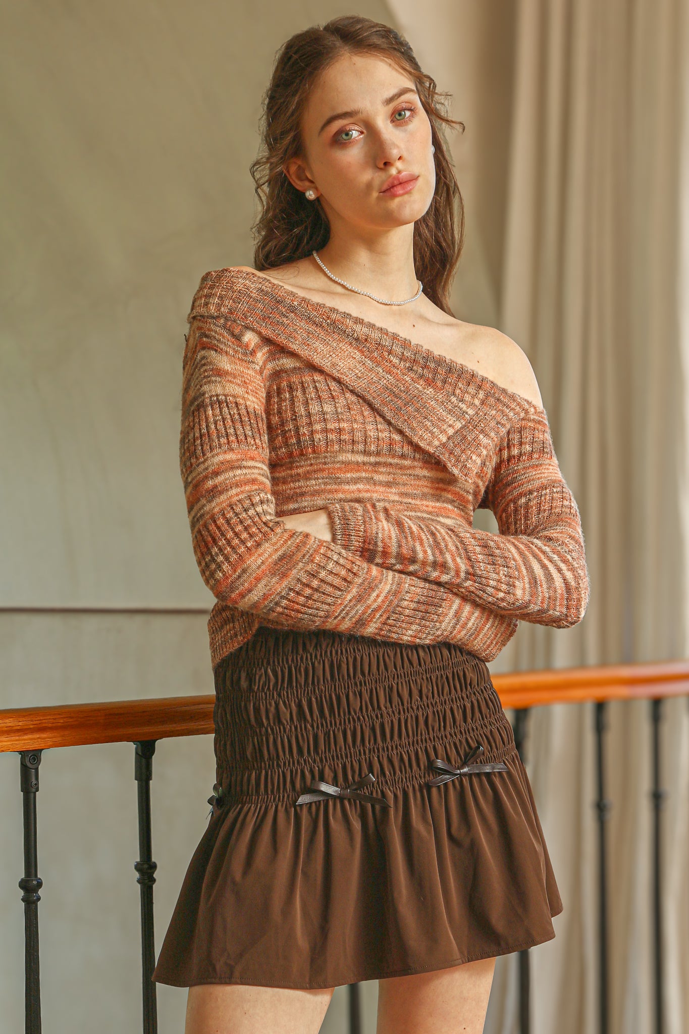 RP2514 - Mocha Ruched Vegan Leather Skirt (2S-2M-2L)