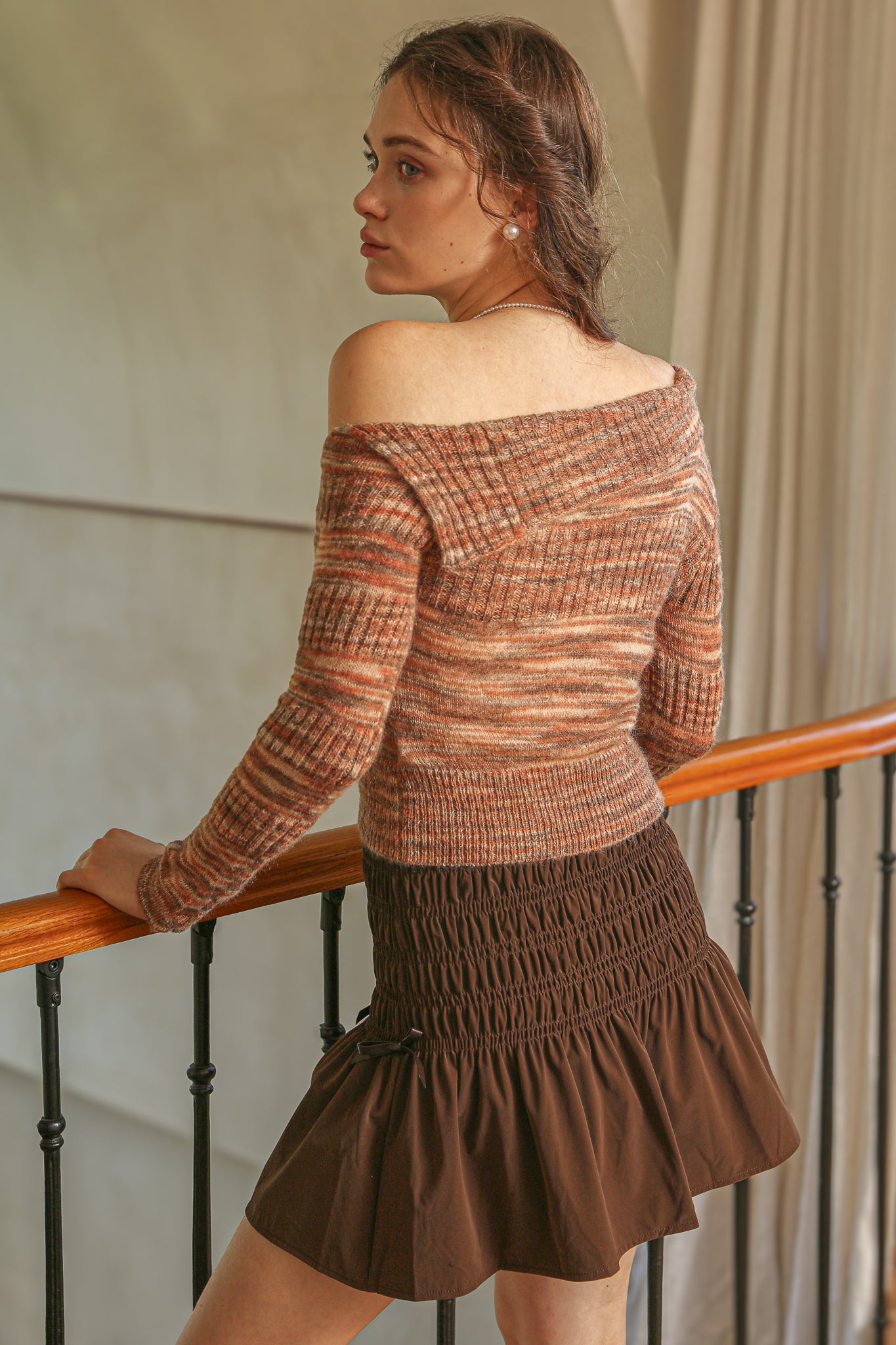 RP2514 - Mocha Ruched Vegan Leather Skirt (2S-2M-2L)
