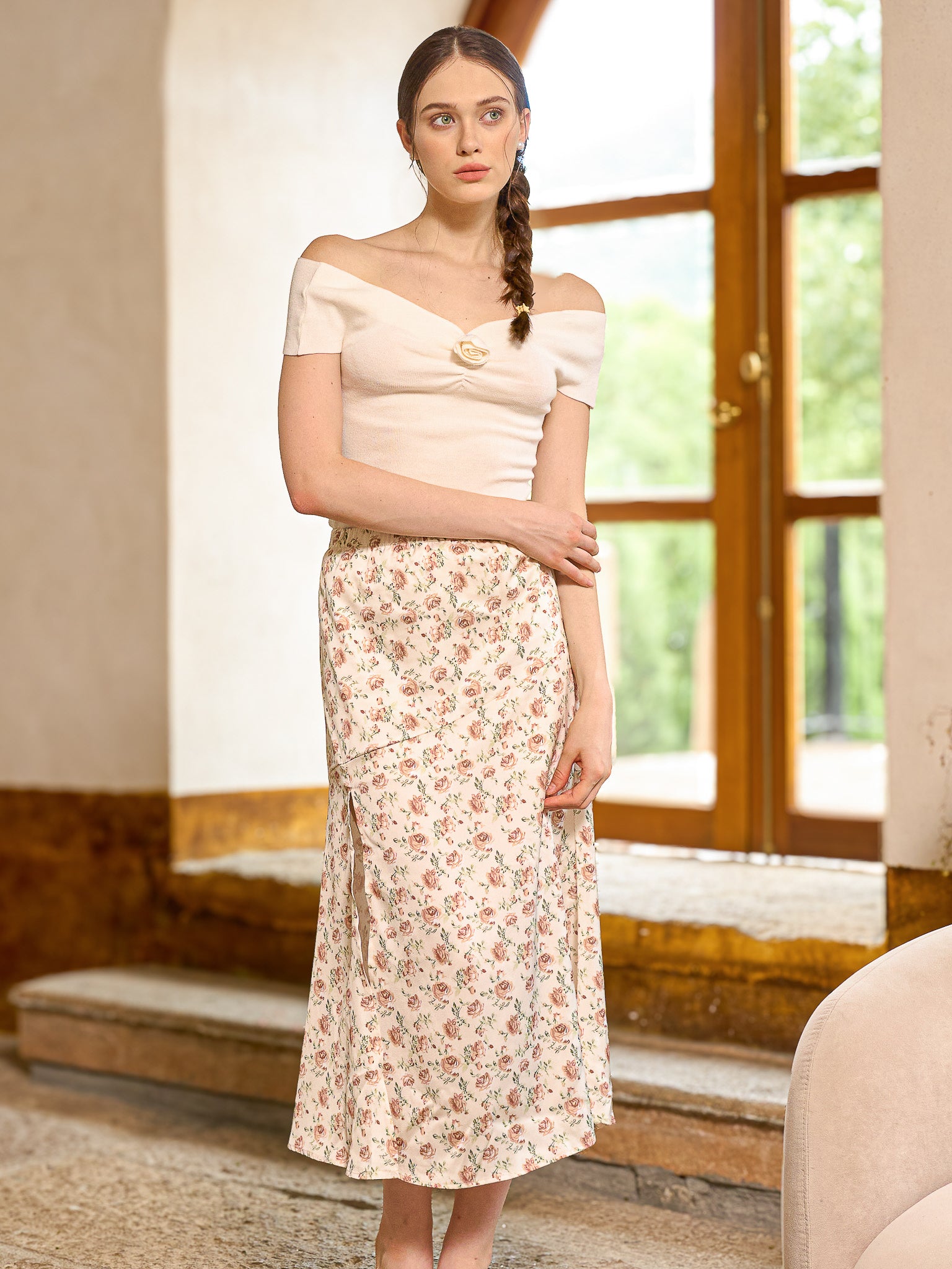 RP2146 - Floral Symphony A-Line Skirt (2S-2M-2L)