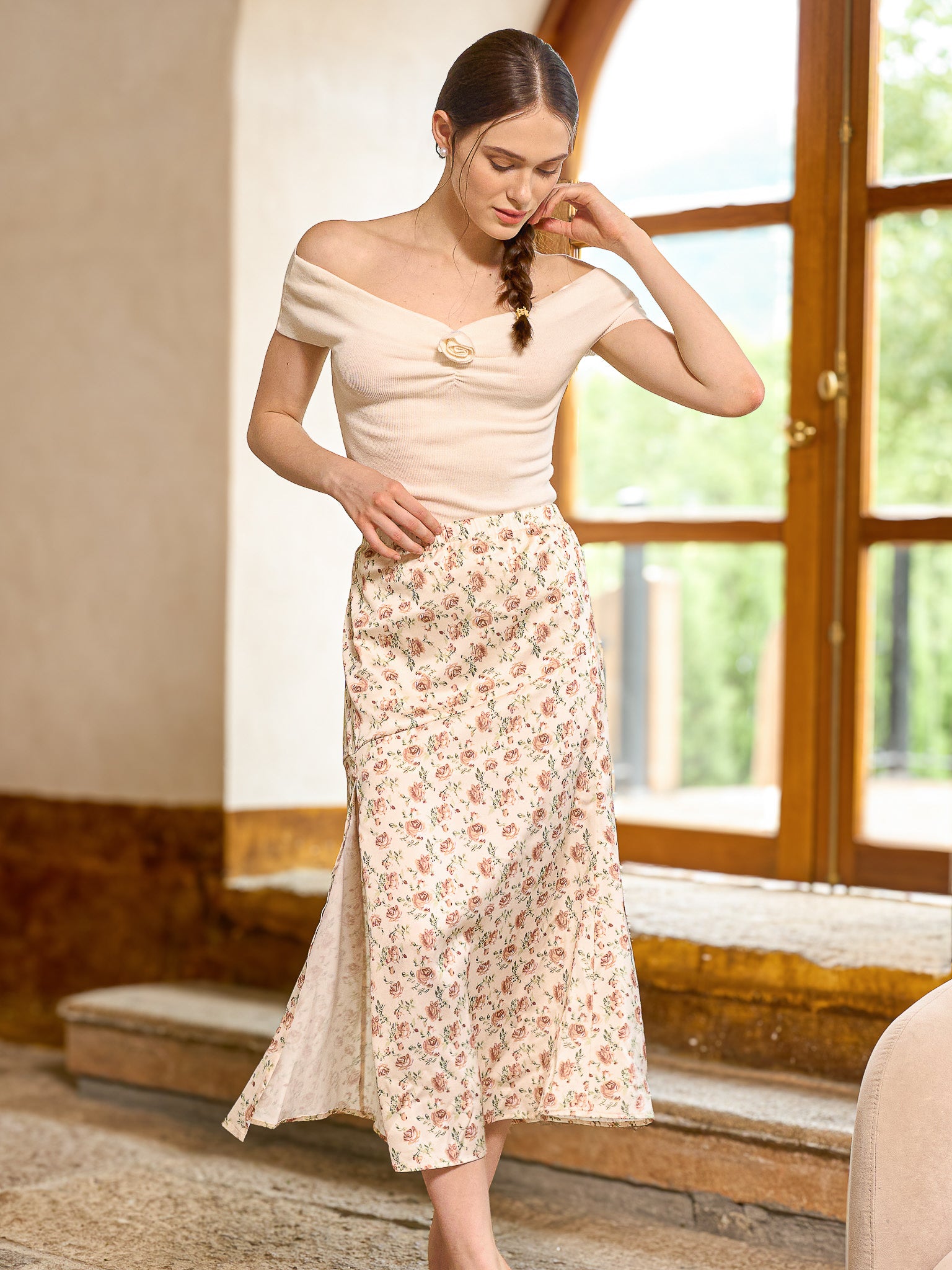 RP2146 - Floral Symphony A-Line Skirt (2S-2M-2L)
