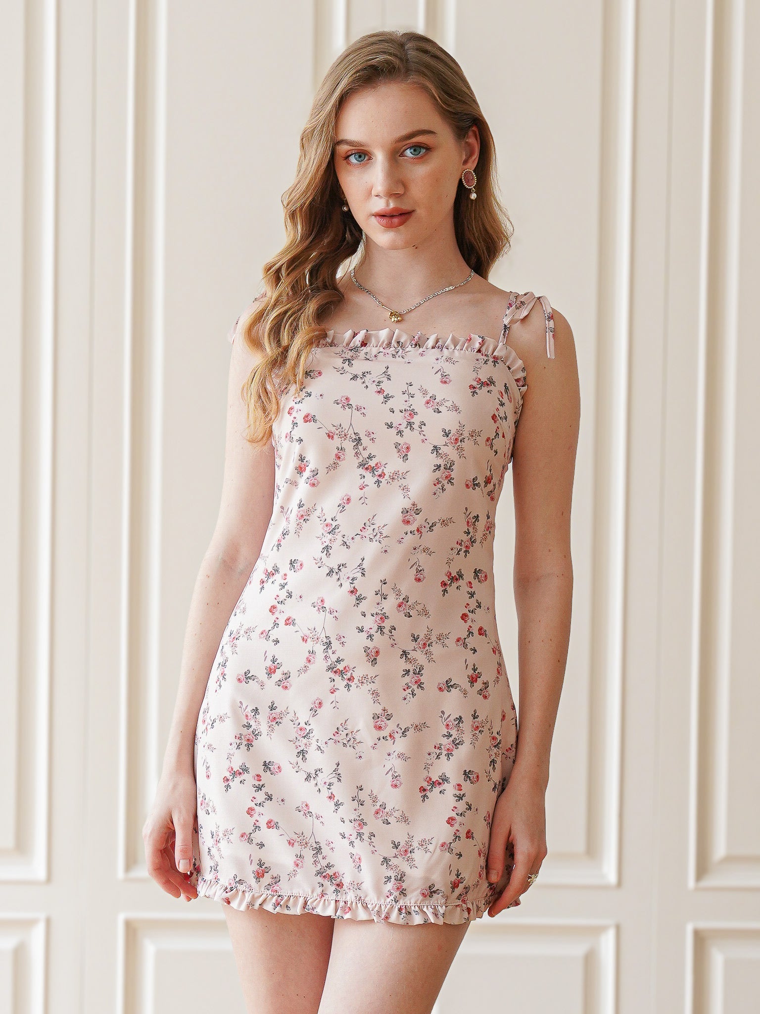 RP2323 - Blushing Floral Tie-Strap Dress (2S-2M-2L)