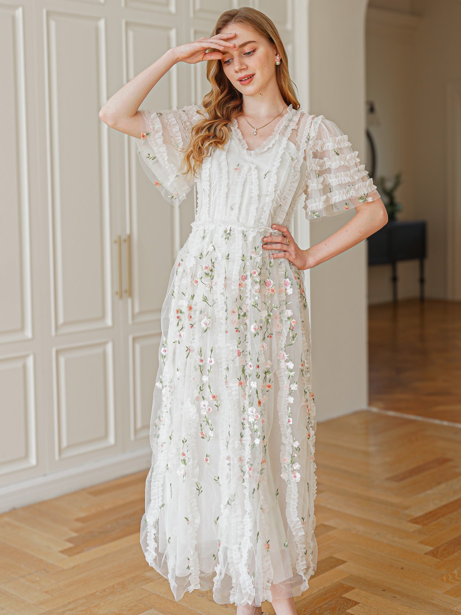 RP2348 - Dreamy Garden Embroidered Midi Dress (2S-2M-2L)