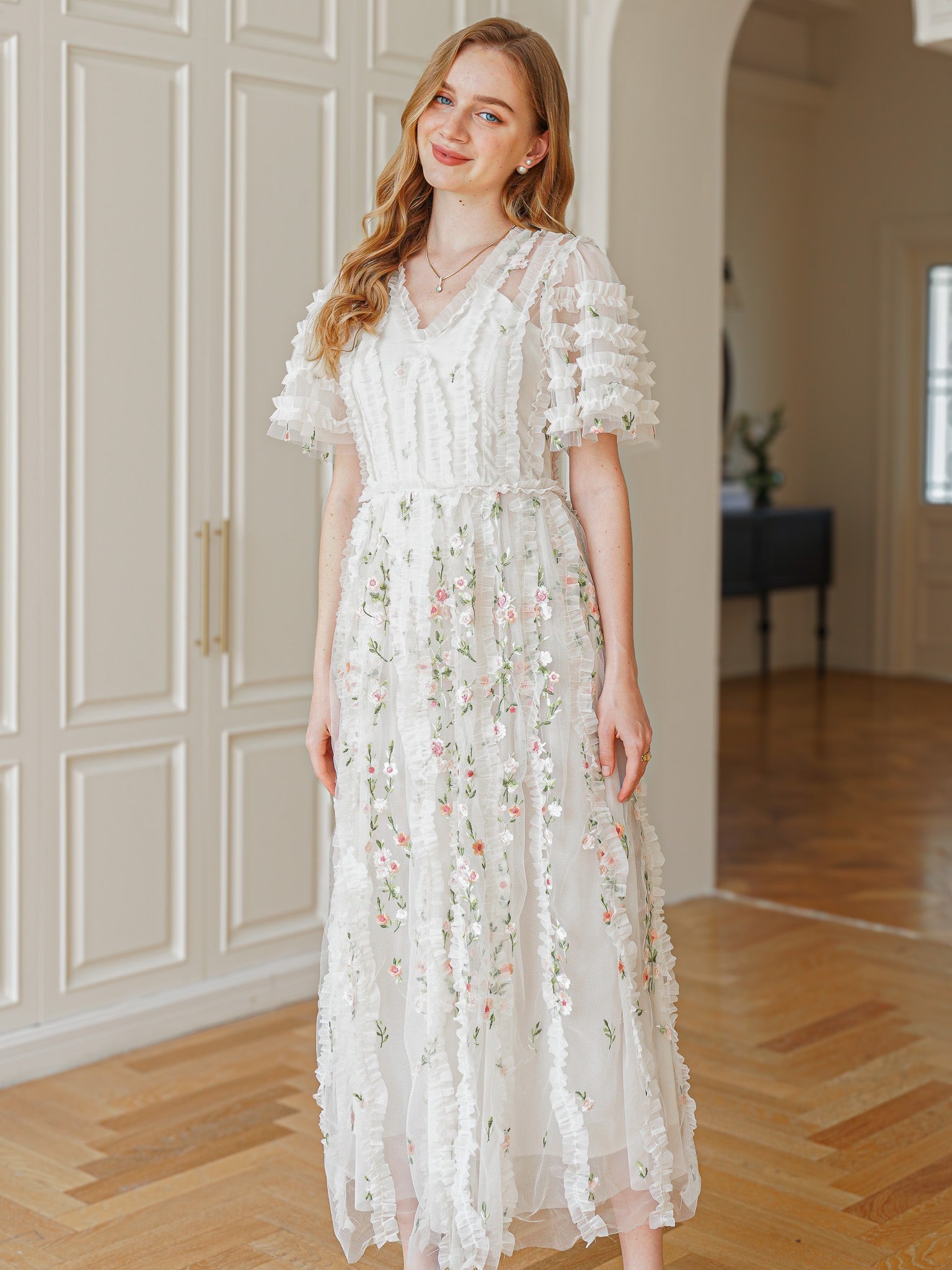 RP2348 - Dreamy Garden Embroidered Midi Dress (2S-2M-2L)