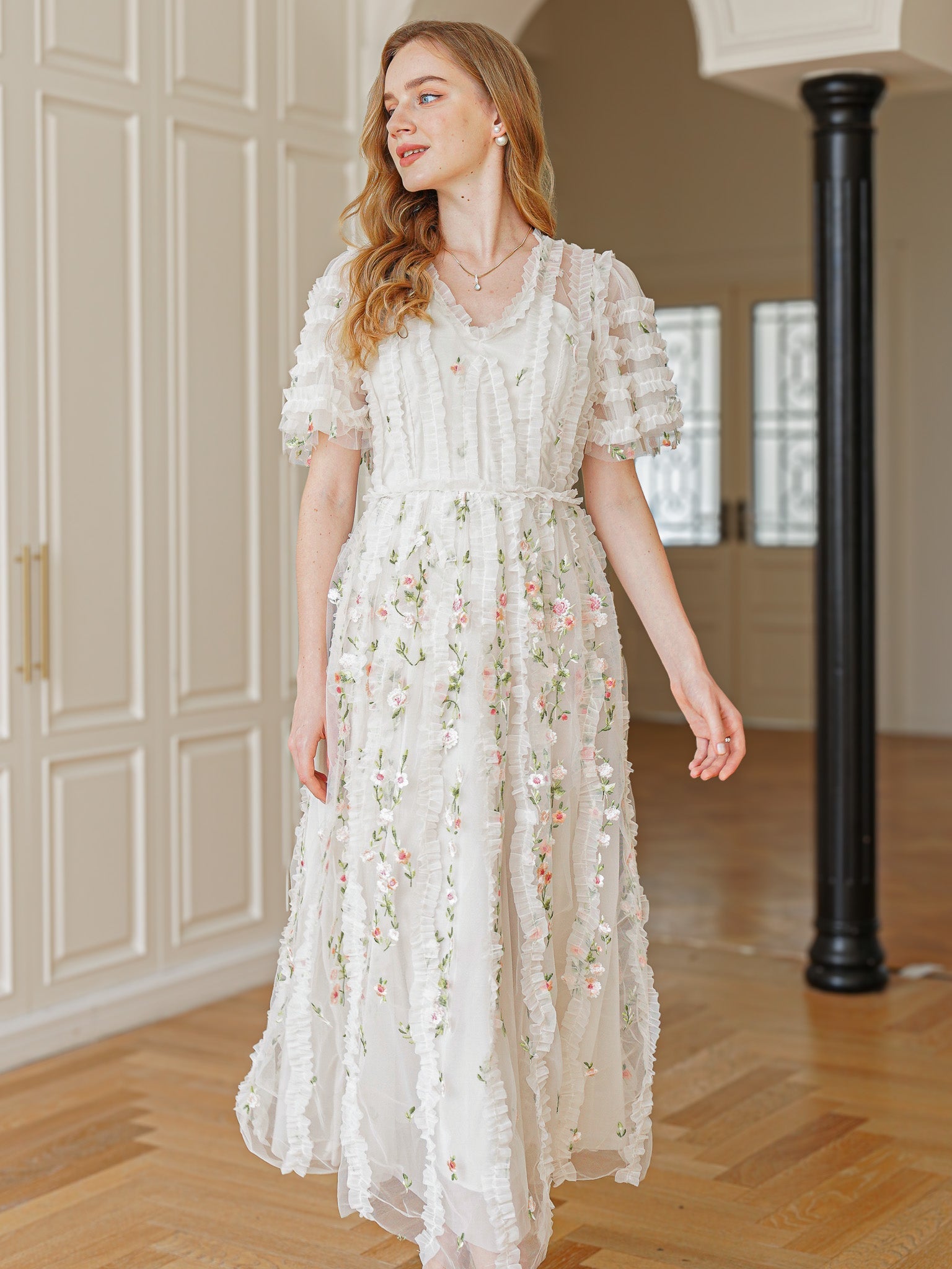 RP2348 - Dreamy Garden Embroidered Midi Dress (2S-2M-2L)