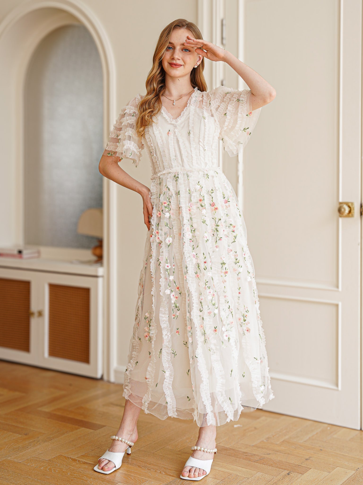 RP2348 - Dreamy Garden Embroidered Midi Dress (2S-2M-2L)