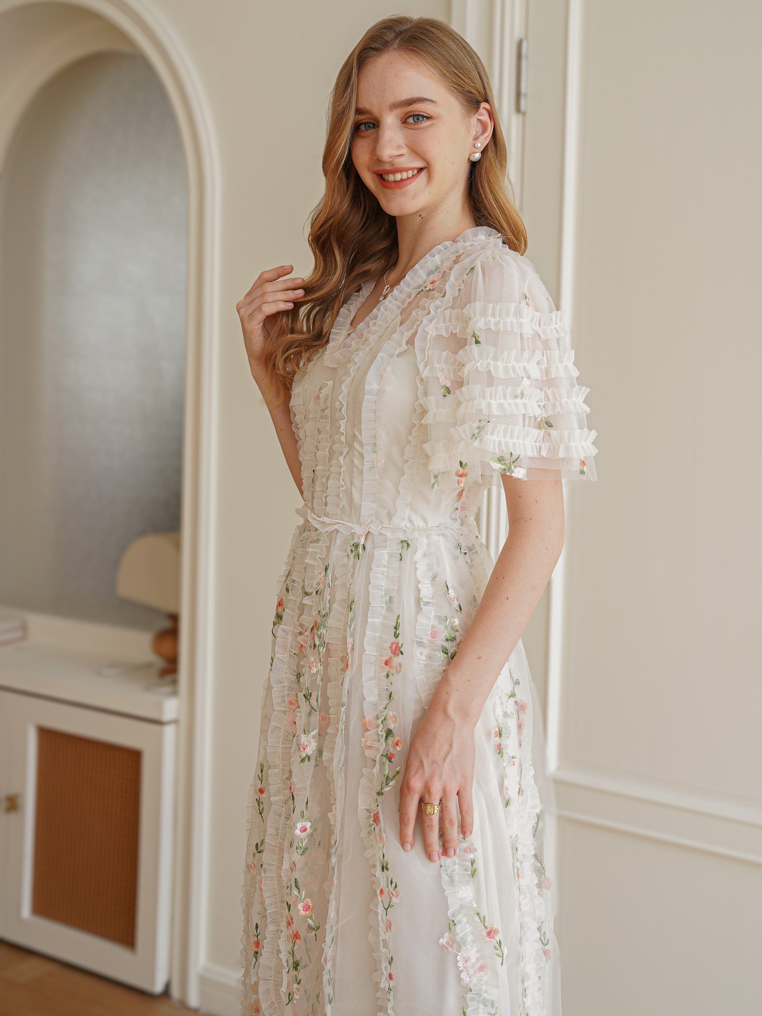 RP2348 - Dreamy Garden Embroidered Midi Dress (2S-2M-2L)