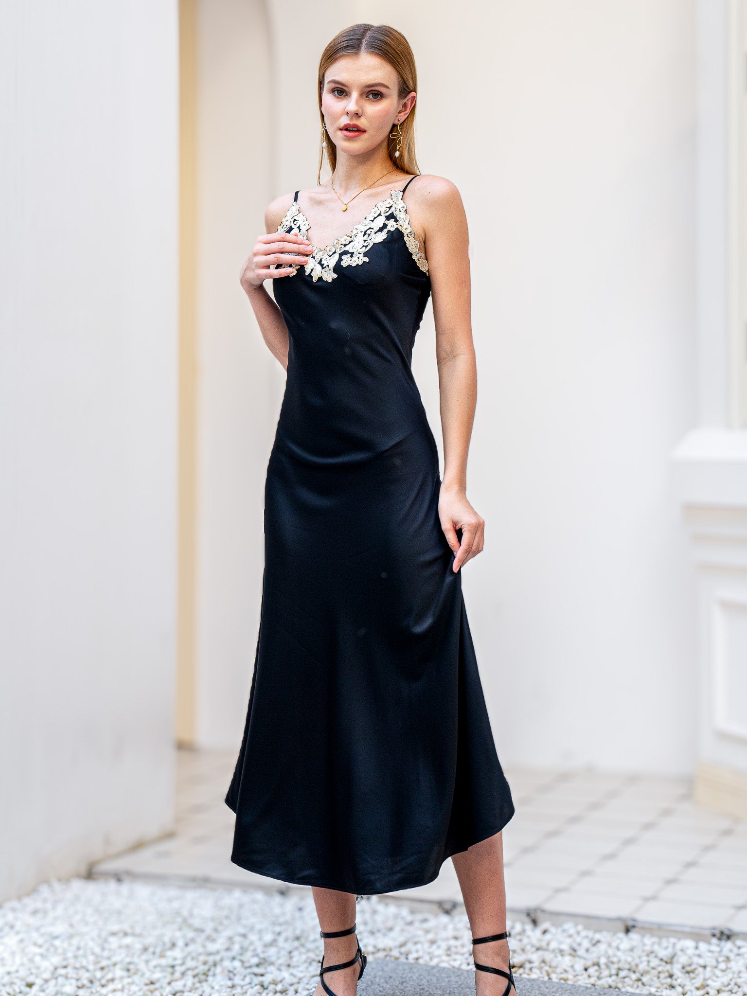 RP2191 - Silk Slip Dress with Lace Detail (2S-2M-2L)