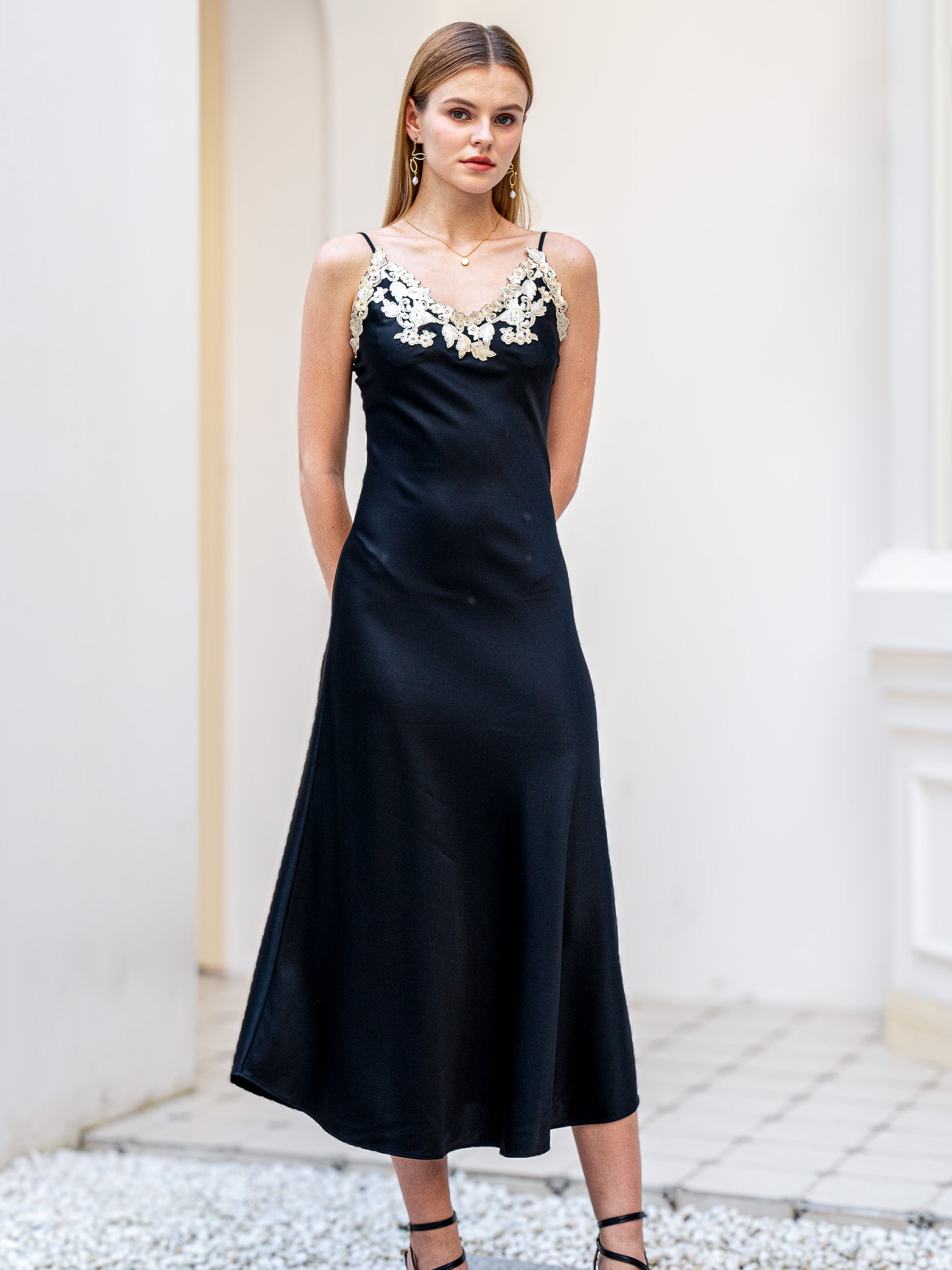 RP2191 - Silk Slip Dress with Lace Detail (2S-2M-2L)