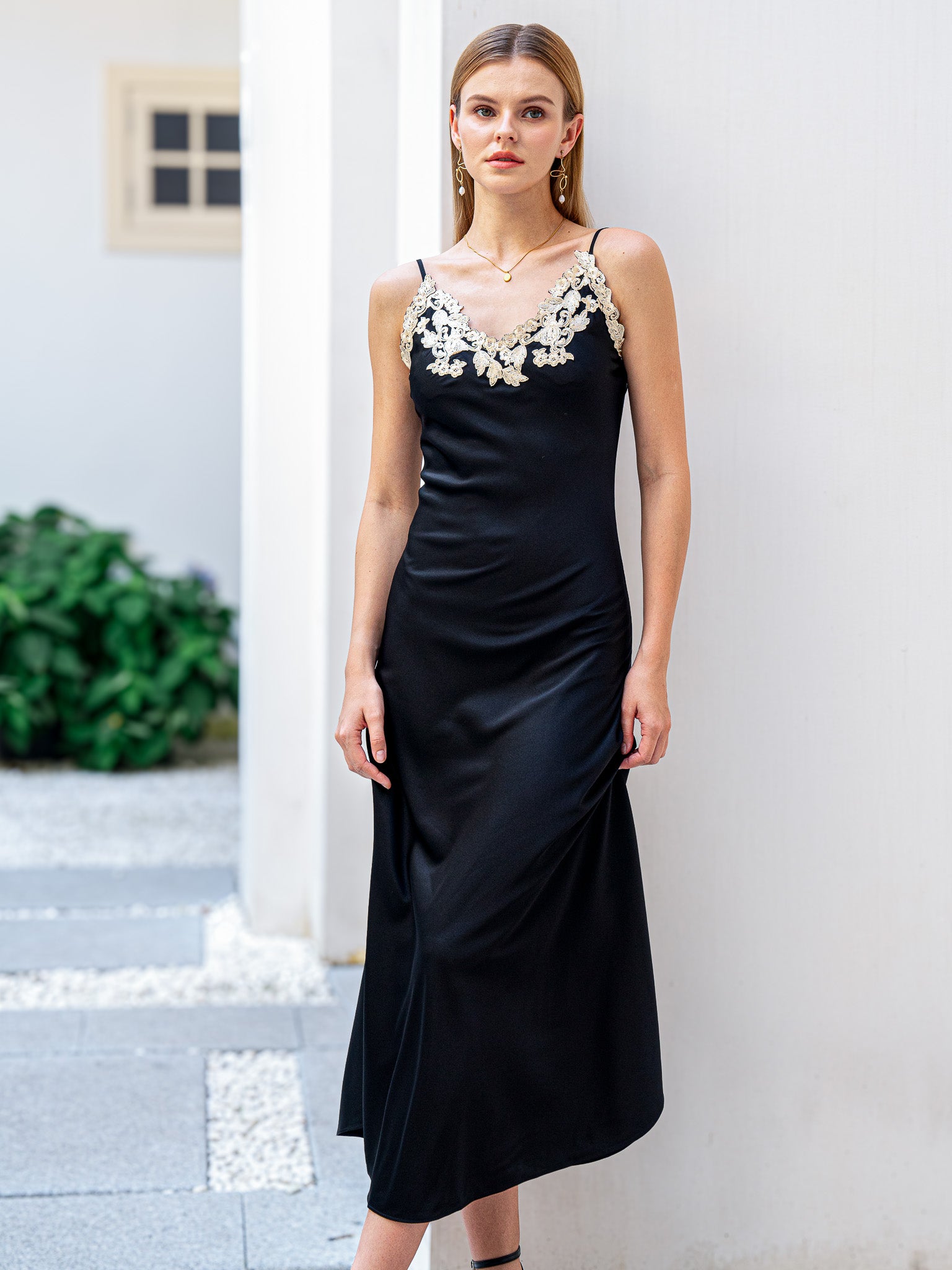 RP2191 - Silk Slip Dress with Lace Detail (2S-2M-2L)