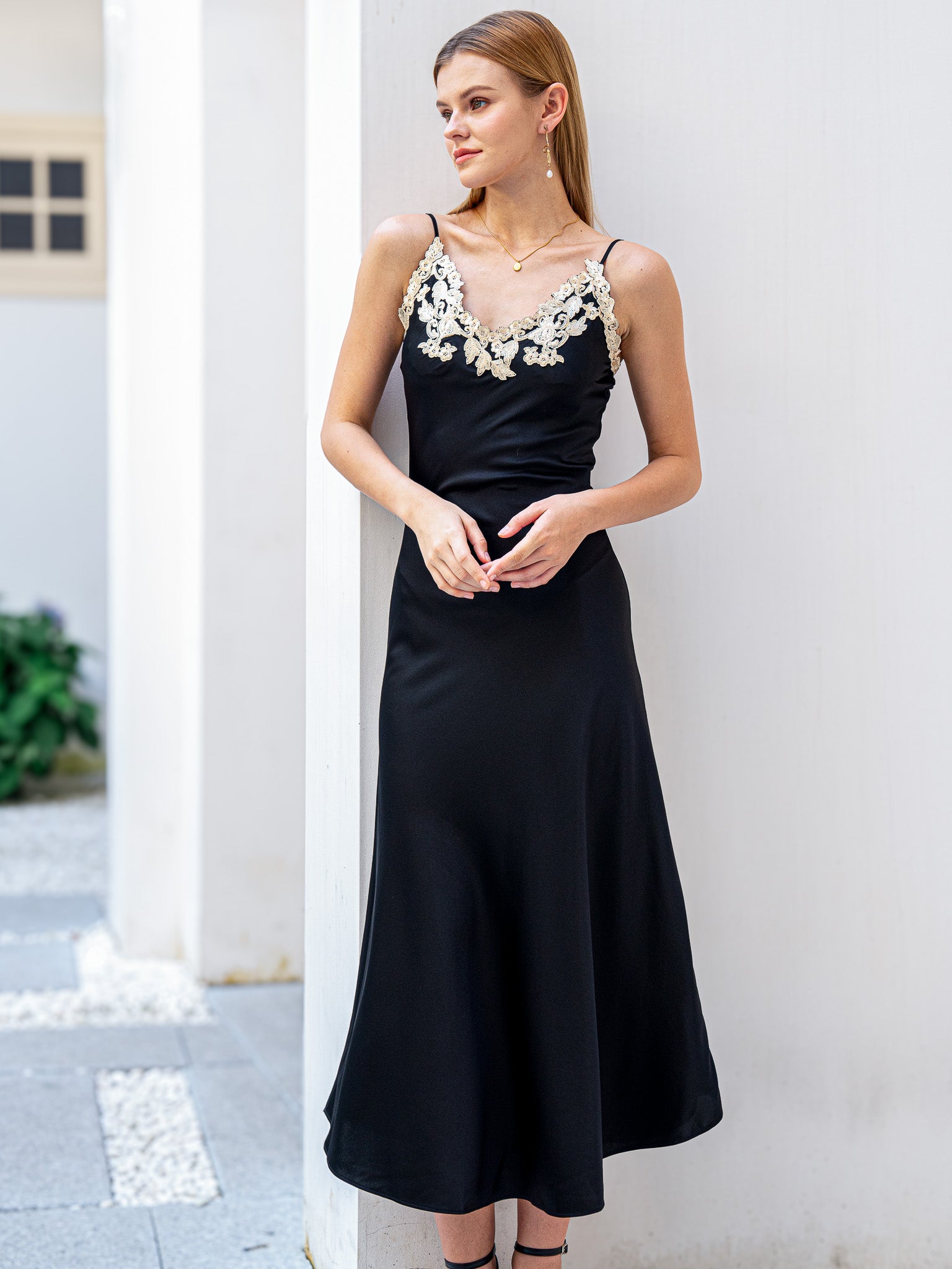 RP2191 - Silk Slip Dress with Lace Detail (2S-2M-2L)