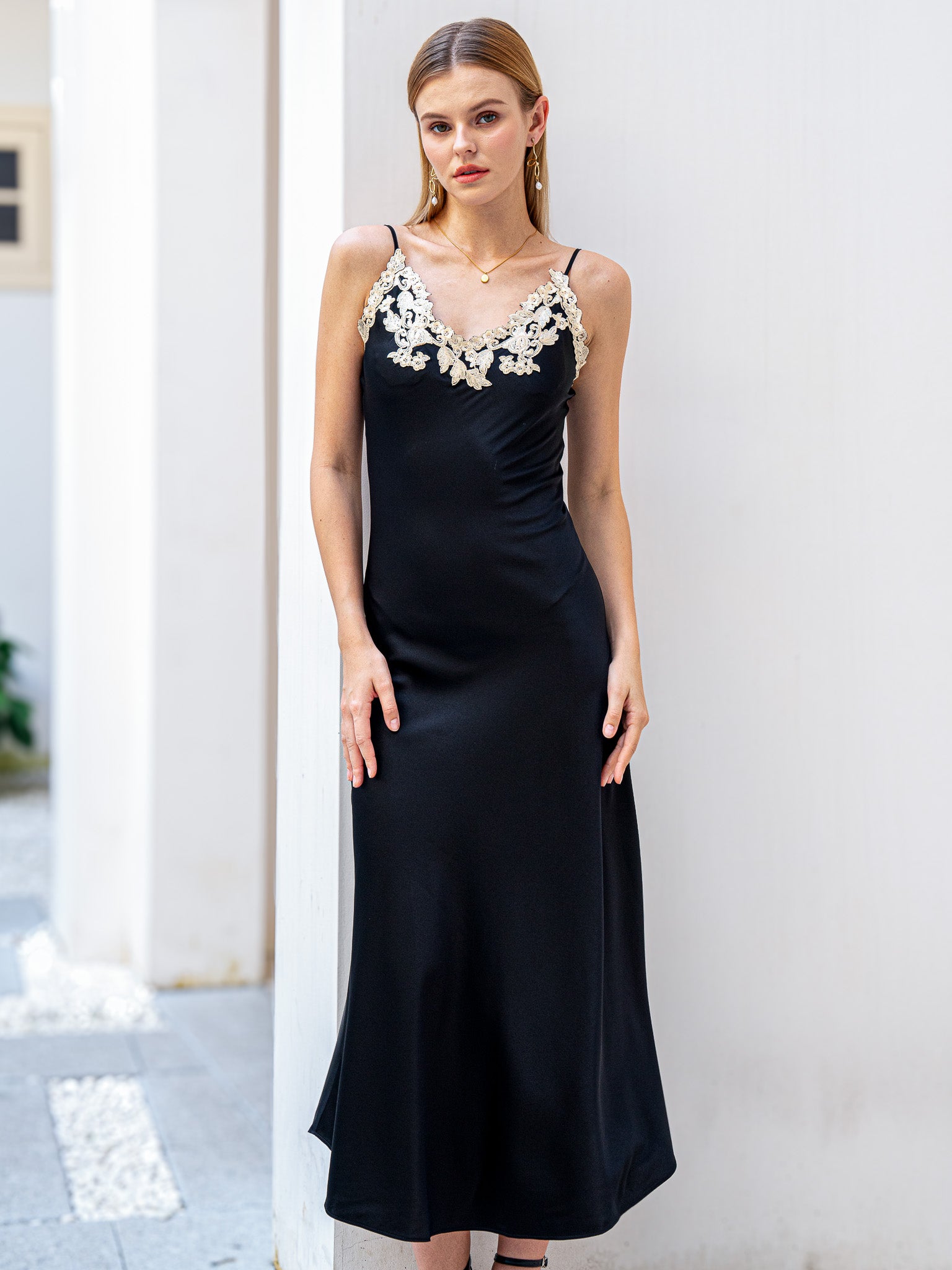 RP2191 - Silk Slip Dress with Lace Detail (2S-2M-2L)