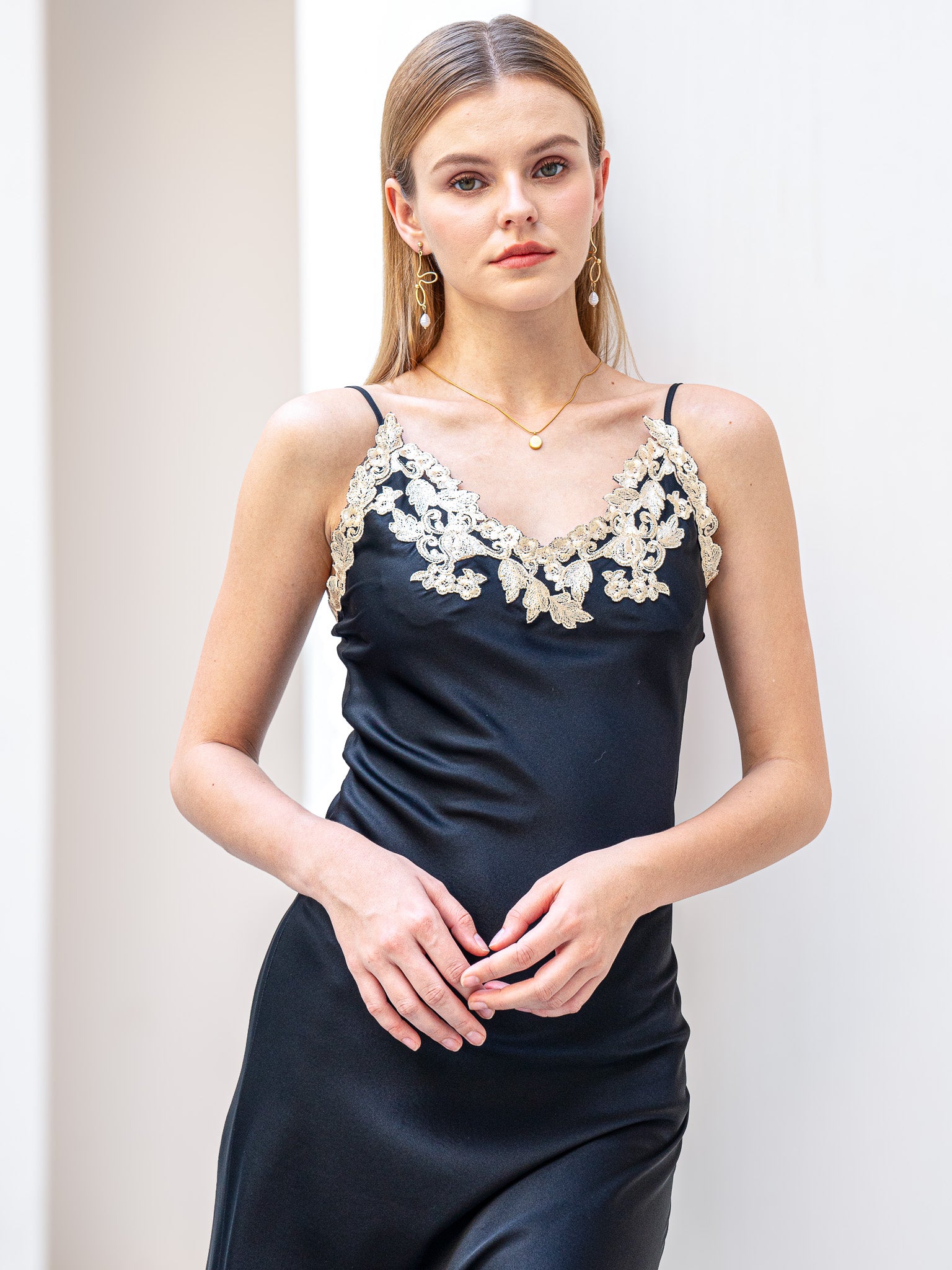 RP2191 - Silk Slip Dress with Lace Detail (2S-2M-2L)