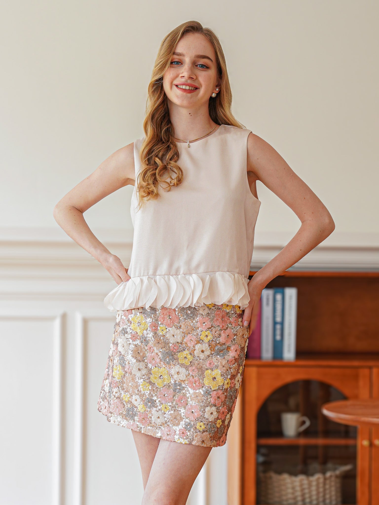 RP2353 - Blossoming Sequin Mini Skirt (2S-2M-2L)