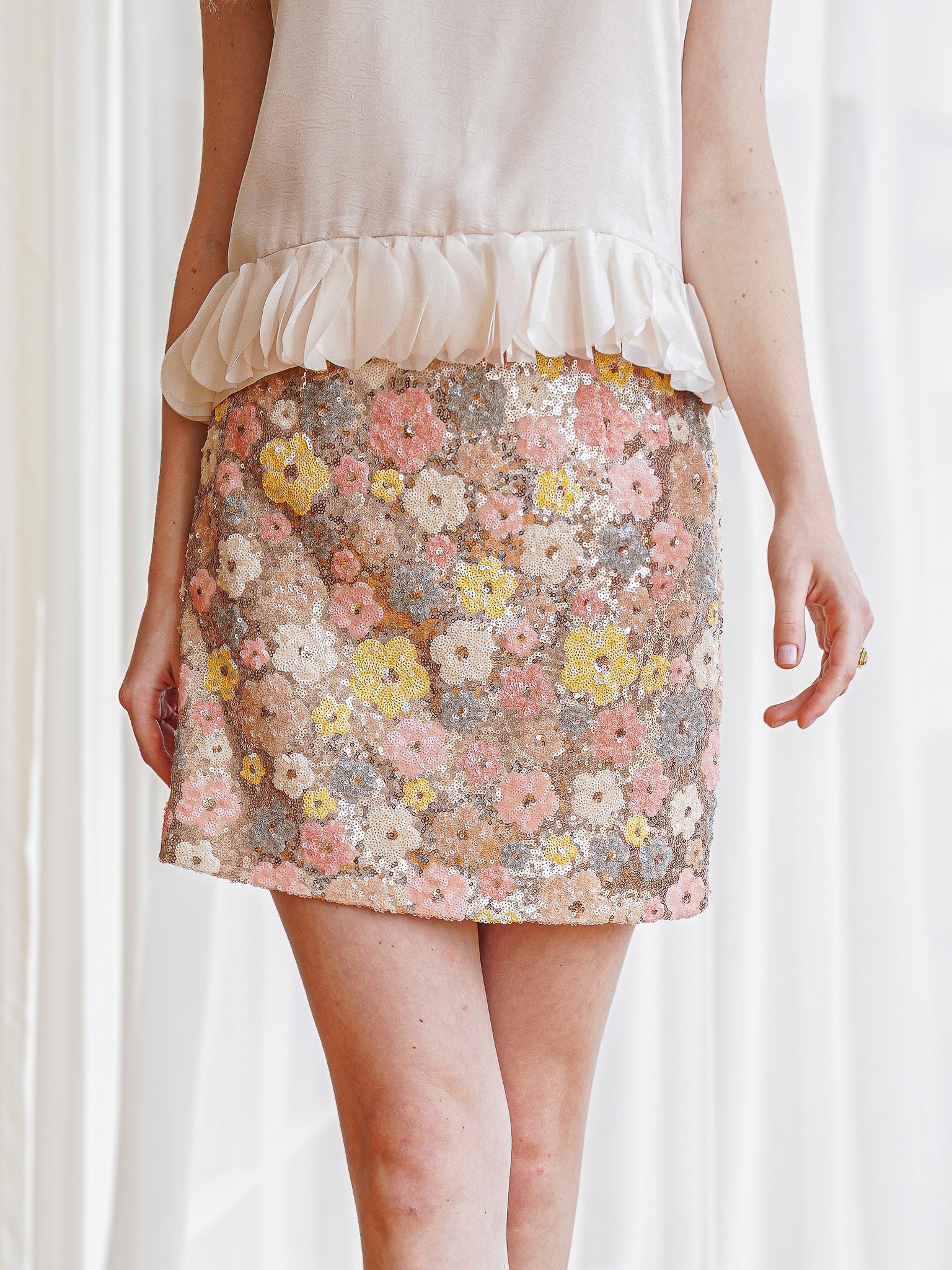 RP2353 - Blossoming Sequin Mini Skirt (2S-2M-2L)