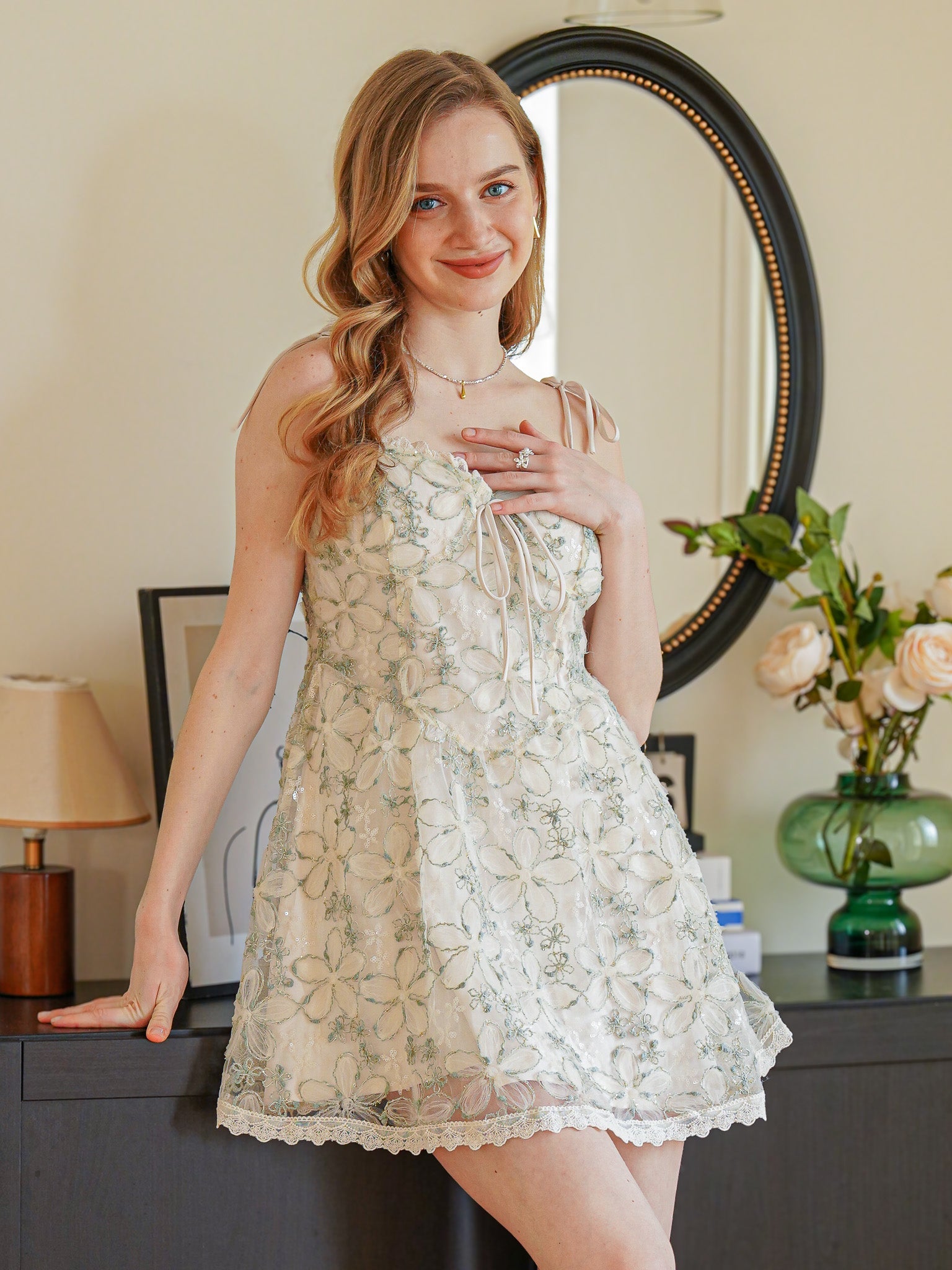 RP2325 - Midsummer Shimmer Floral Lace A-line Dress (2S-2M-2L)