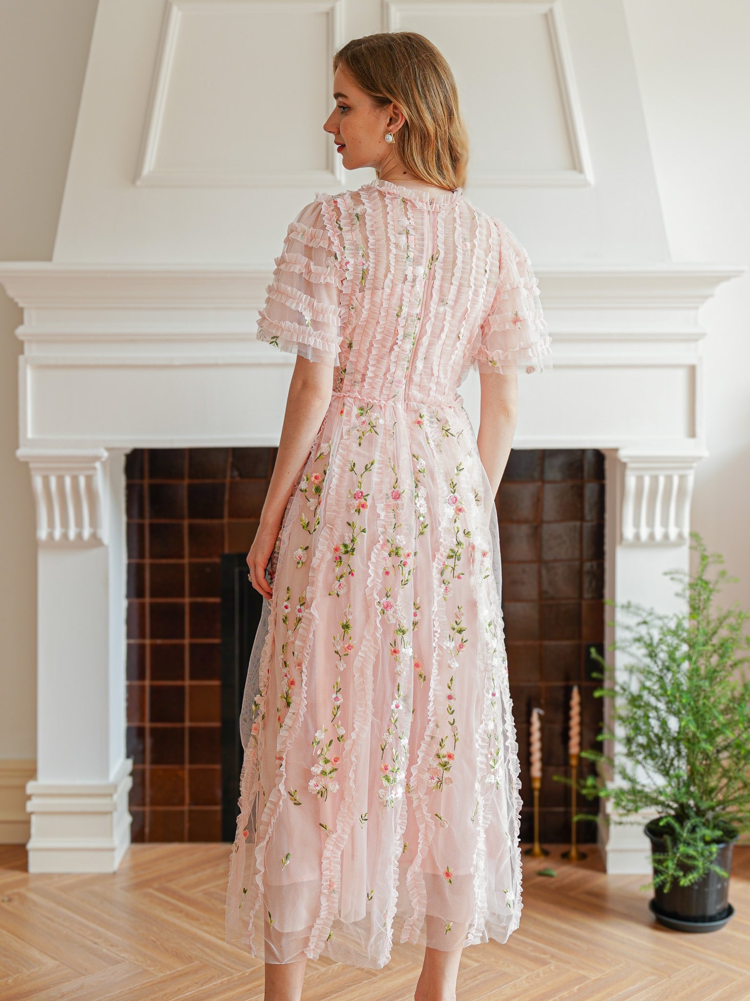 RP2368 - Blush Dreamy Garden Embroidered Midi Dress (2S-2M-2L)
