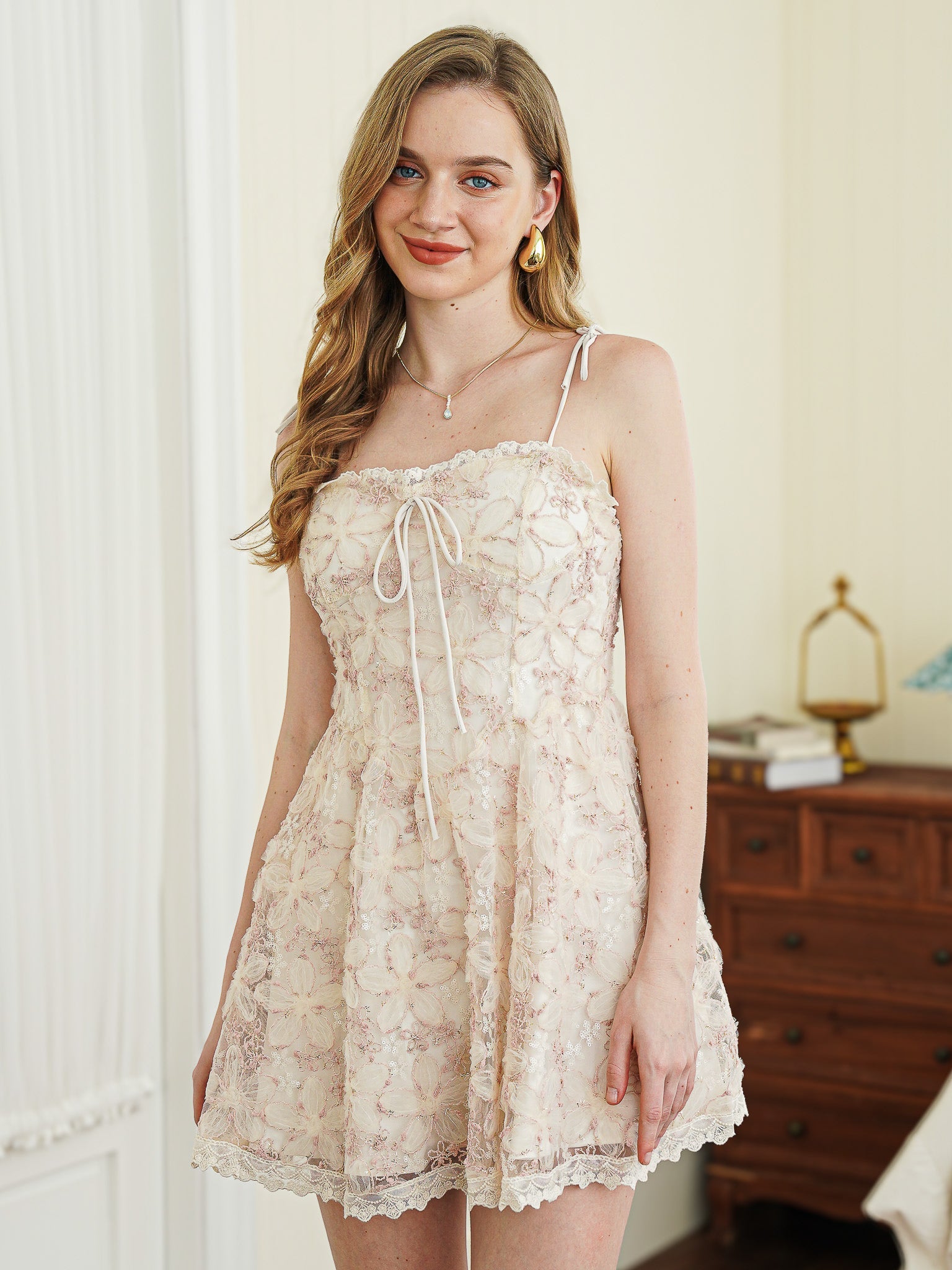 RP2331 - Blush Shimmer Floral Lace A-line Dress (2S-2M-2L)