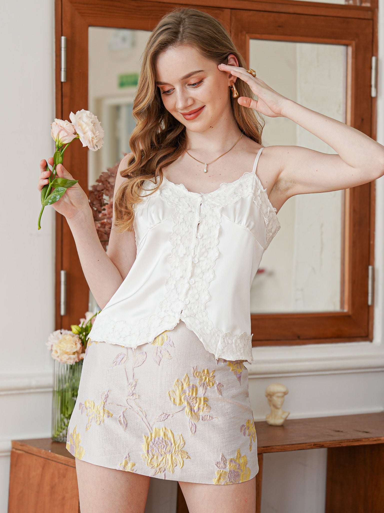RP2339 - Springtime Floral Embroidered Mini Skirt (2S-2M-2L)