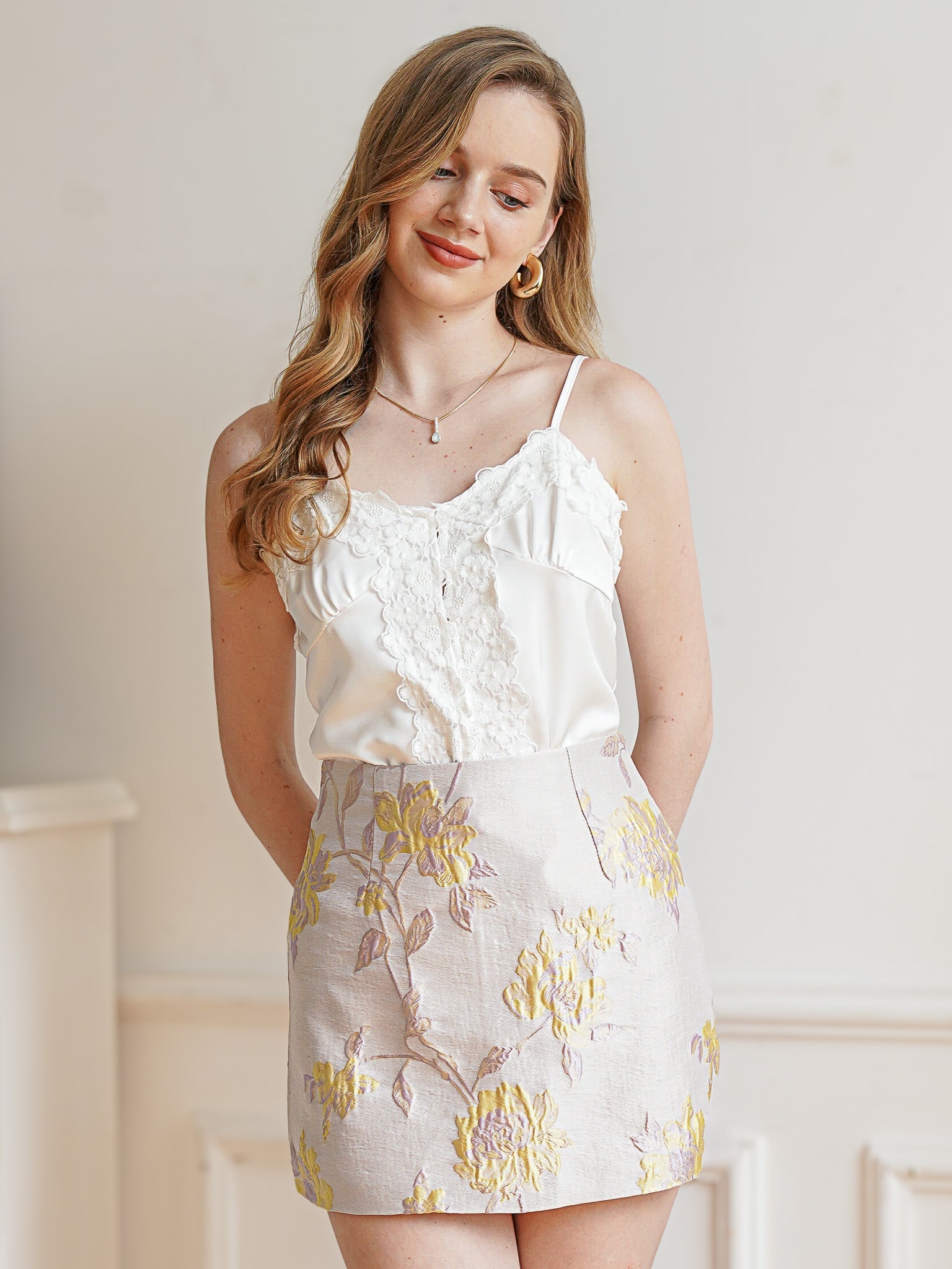 RP2339 - Springtime Floral Embroidered Mini Skirt (2S-2M-2L)