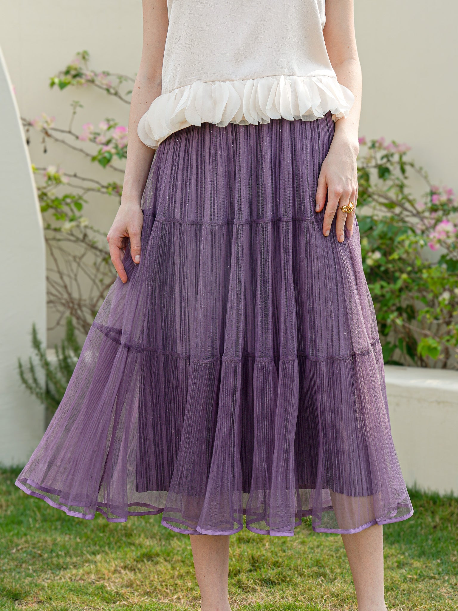 RP2341 - Sparkling Lavender Dream Tulle Midi Skirt (2S-2M-2L)