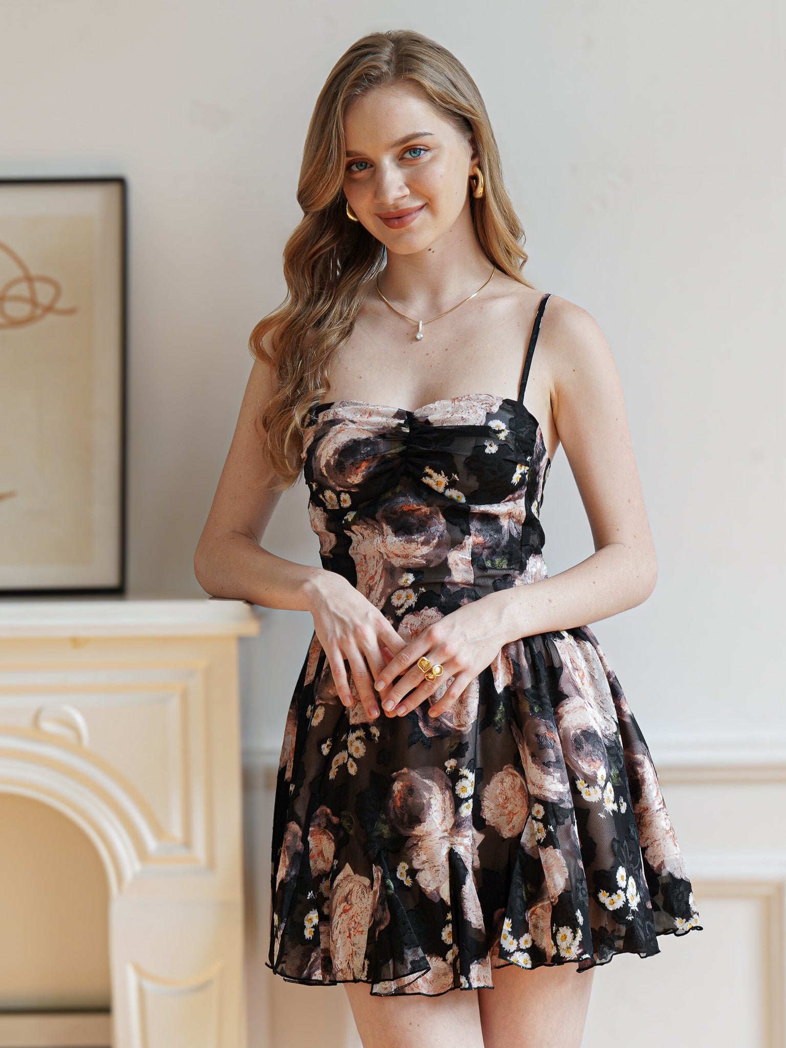 RP2345 - Floral Noir Tulle Cocktail Dress (2S-2M-2L)