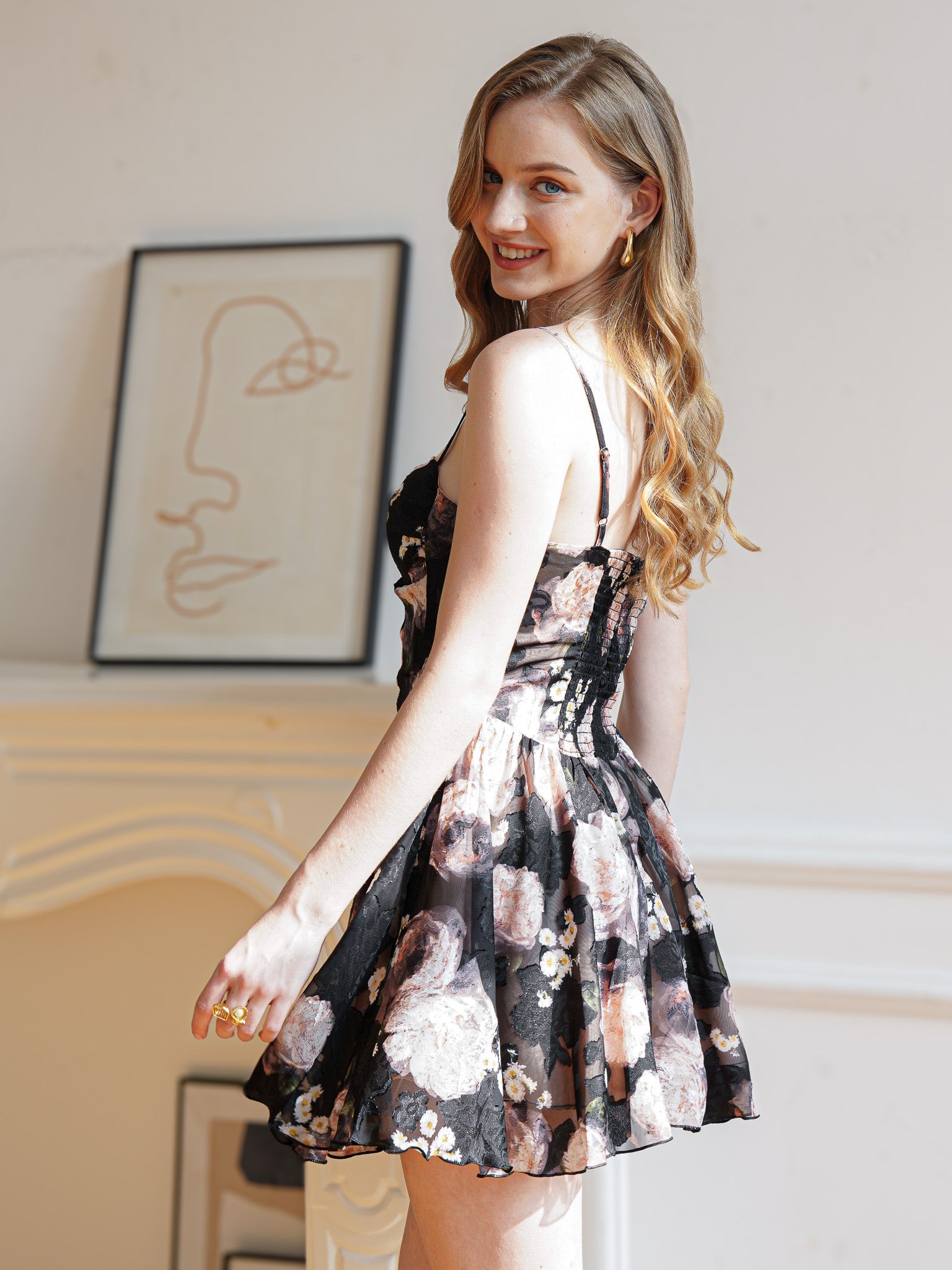 RP2345 - Floral Noir Tulle Cocktail Dress (2S-2M-2L)