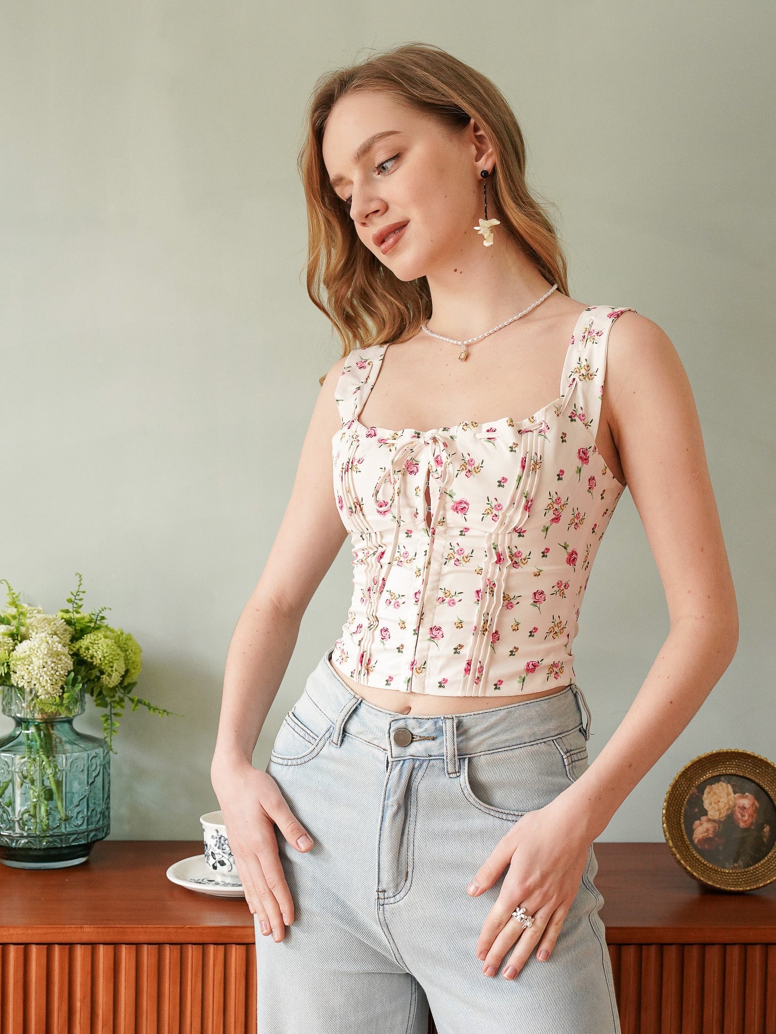 RP2295 - Floral Sweetheart Corset Top (2S-2M-2L)