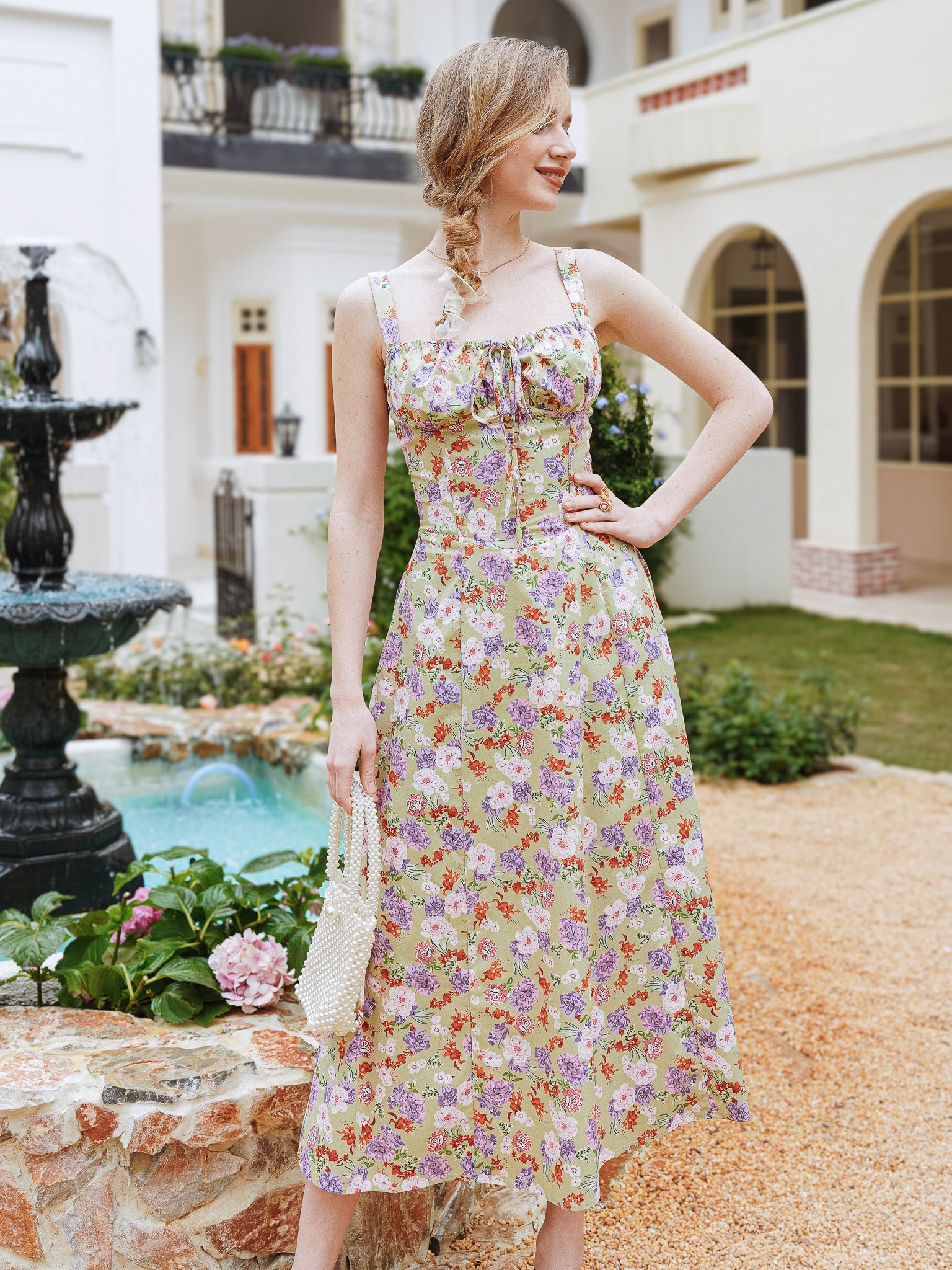 RP2303 - Green Meadow Tie-Back Midi Dress (2S-2M-2L)