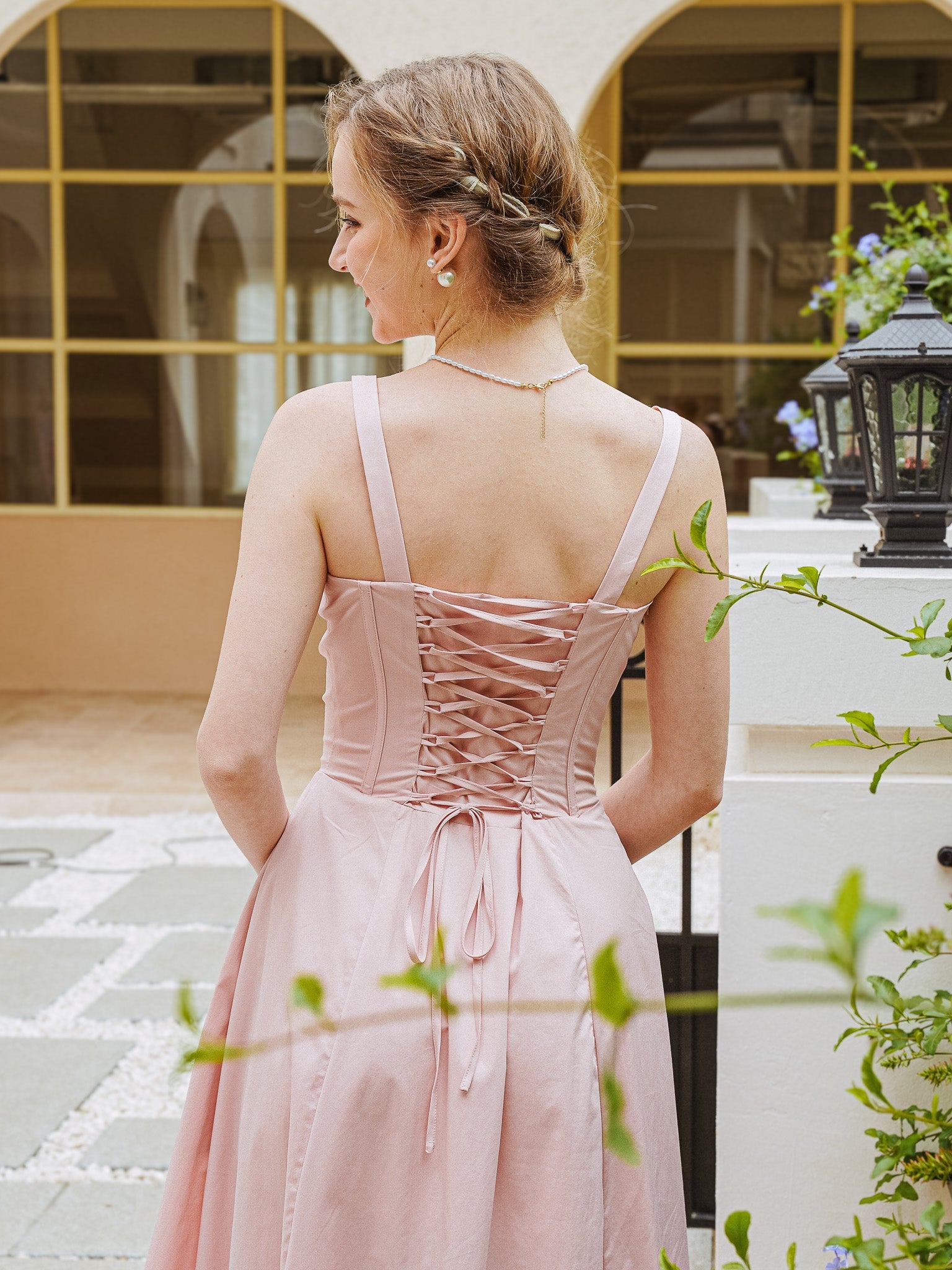 RP2315 - Blush Pink Ruched Bodice Midi Dress (2S-2M-2L)