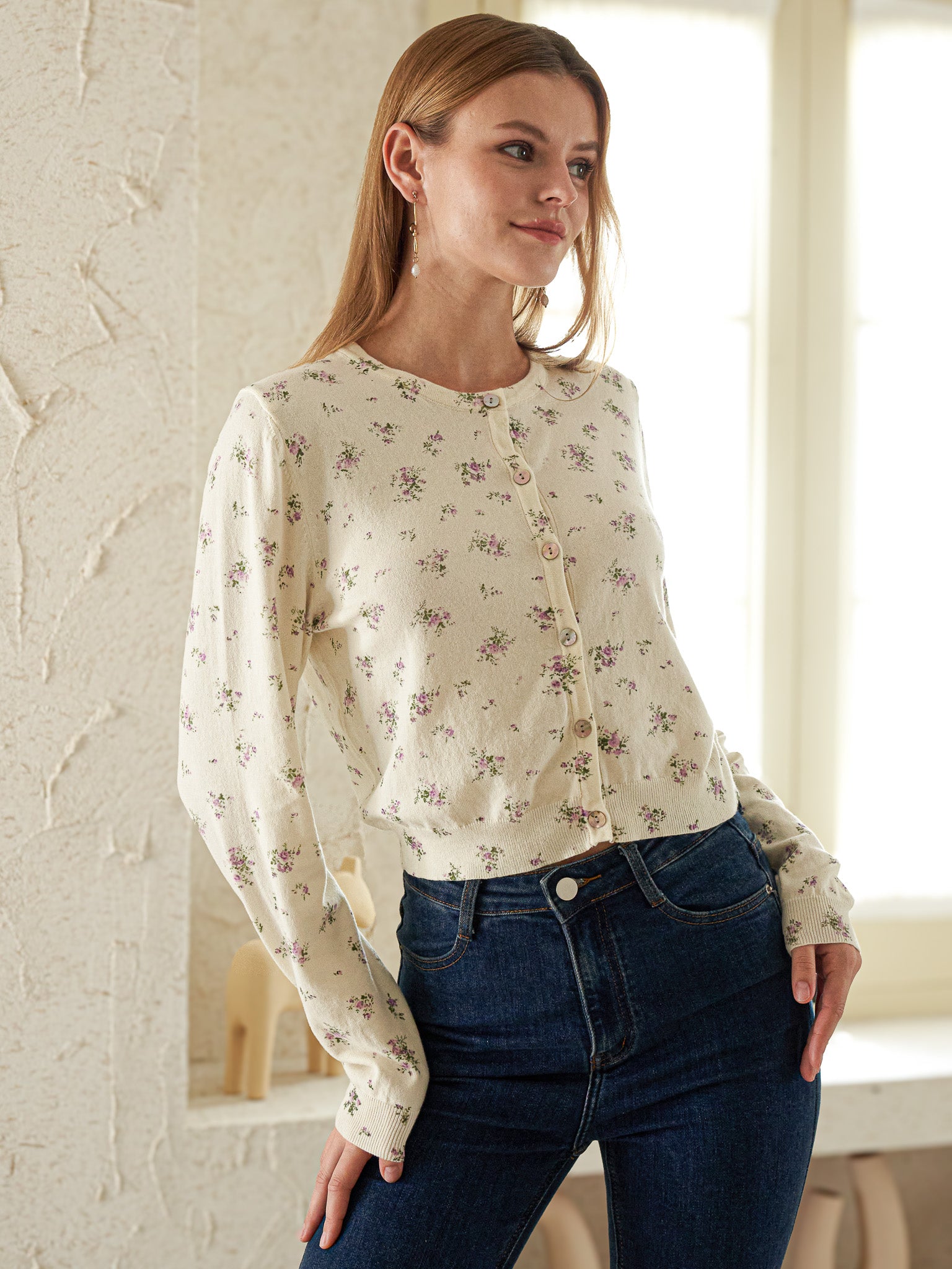 RP2410 - Dainty Floral Knit Cardigan (2S-2M-2L)