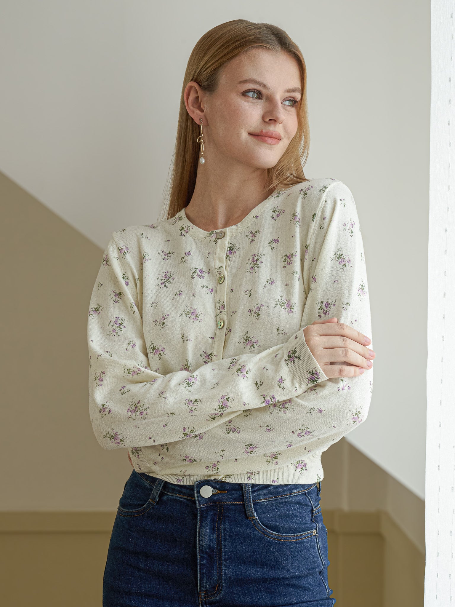 RP2410 - Dainty Floral Knit Cardigan (2S-2M-2L)