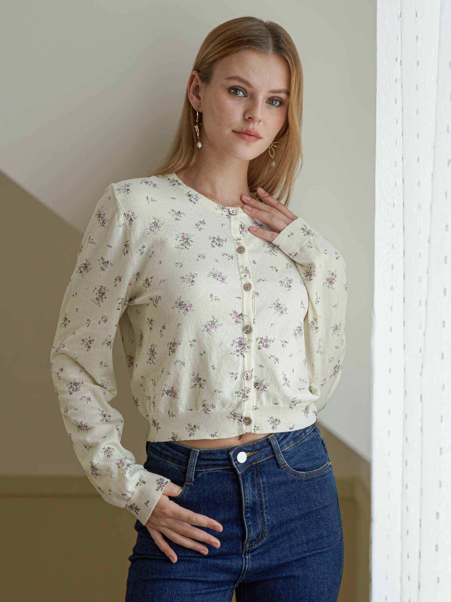 RP2410 - Dainty Floral Knit Cardigan (2S-2M-2L)