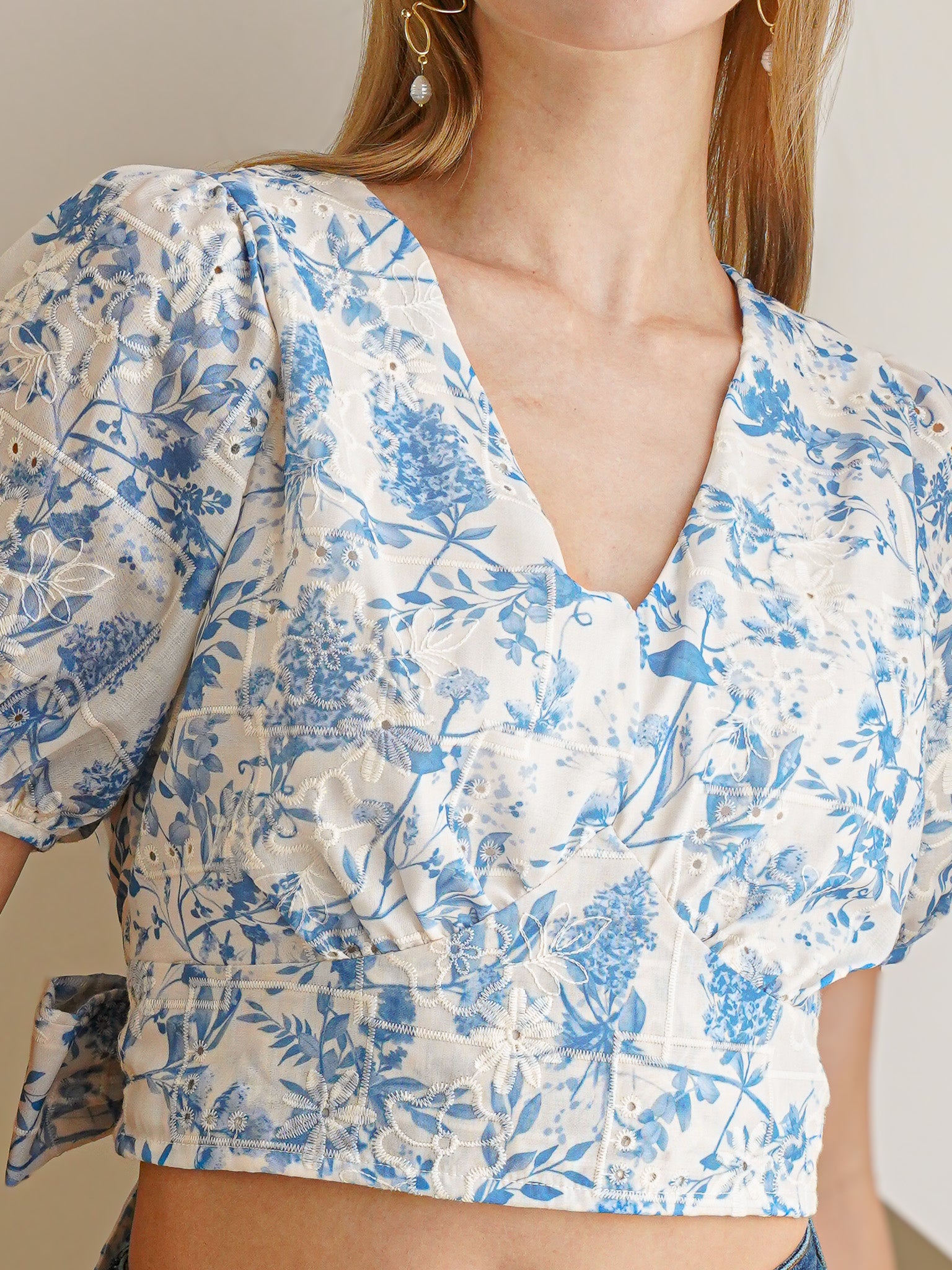 RP2411 - Blue Blossom Tie-Back Top (2S-2M-2L)