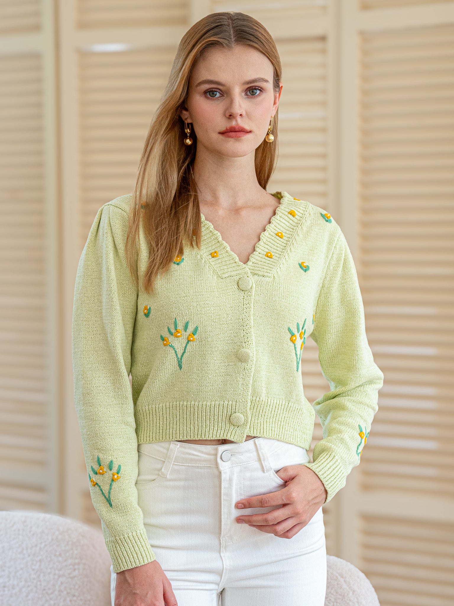 RP2456 - Sunny Blooms Embroidered Cardigan (2S-2M-2L)