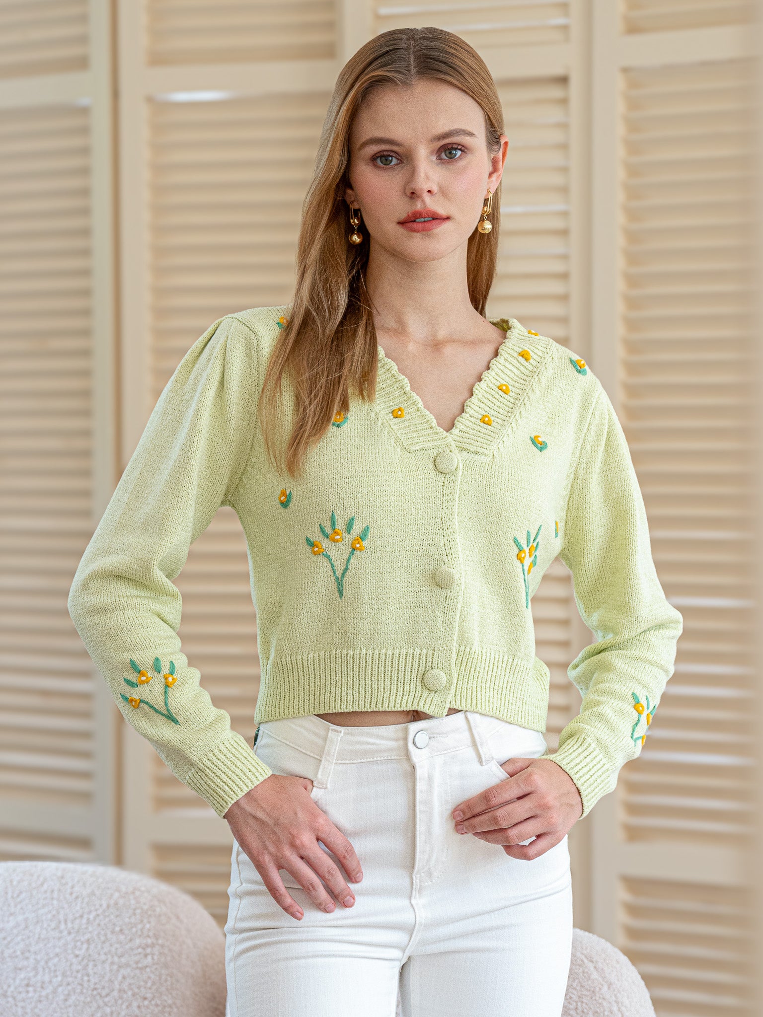 RP2456 - Sunny Blooms Embroidered Cardigan (2S-2M-2L)