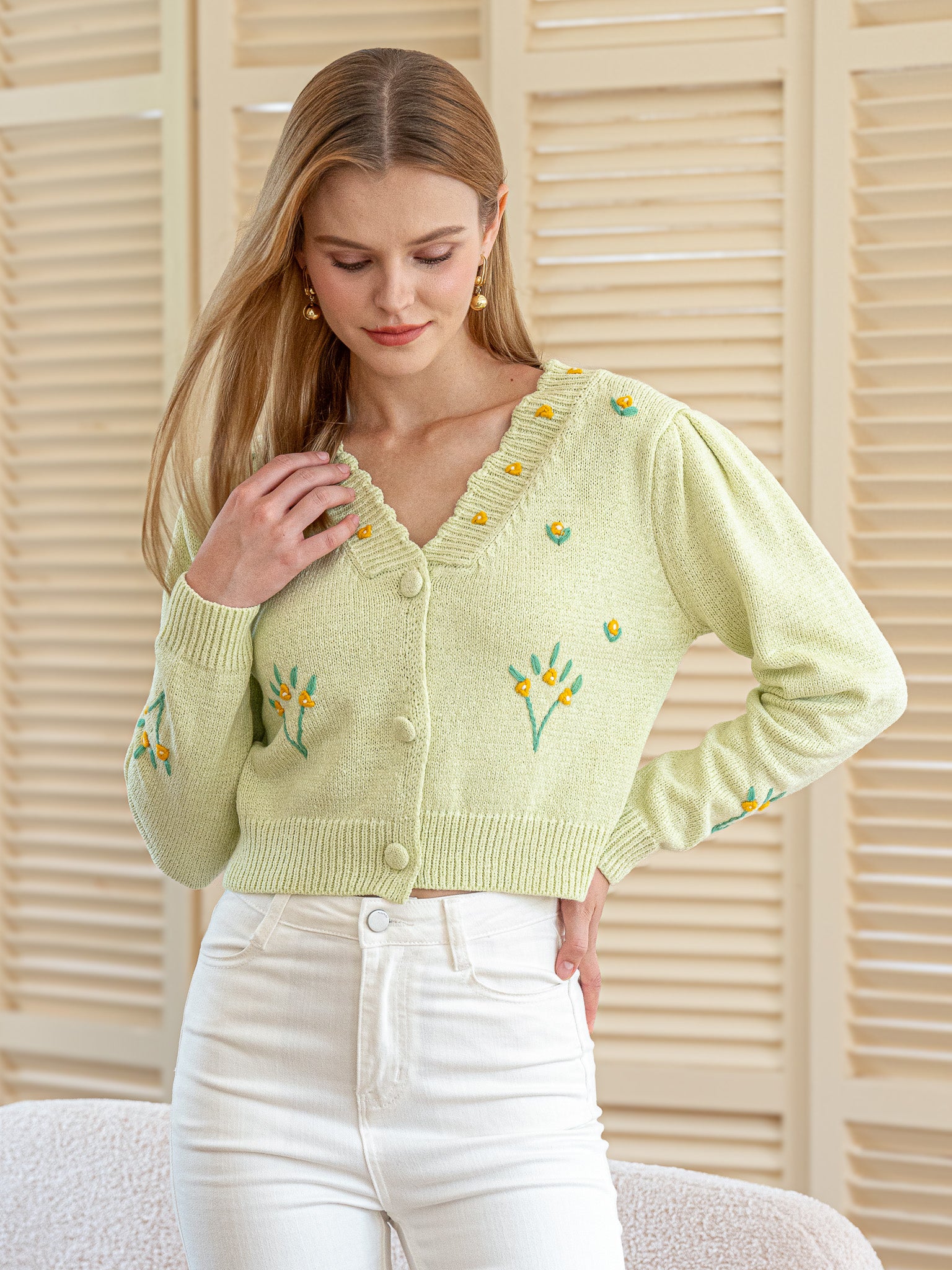 RP2456 - Sunny Blooms Embroidered Cardigan (2S-2M-2L)