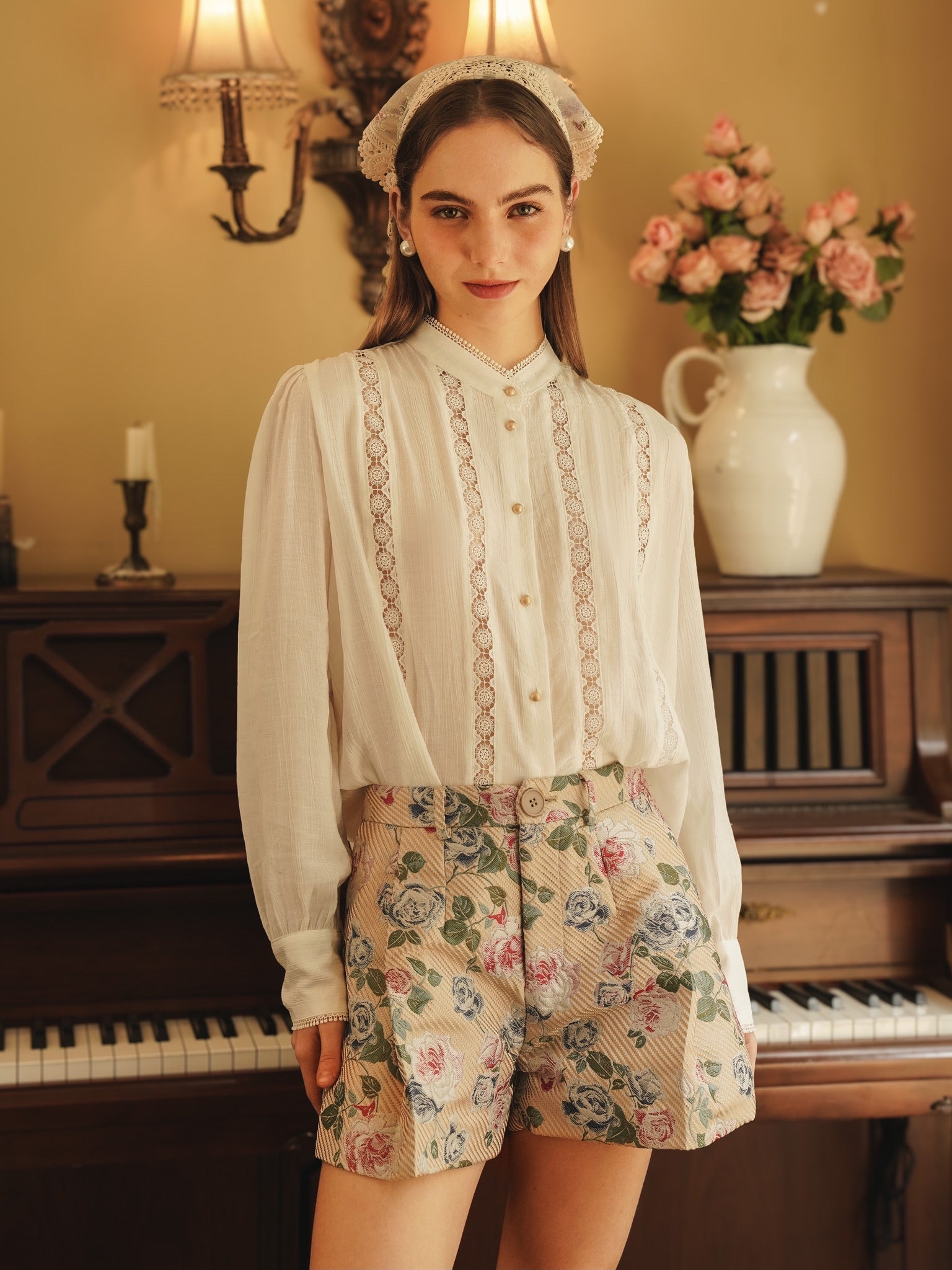 RP2225 - Vintage-Inspired Lace Trimmed Blouse (2S-2M-2L)