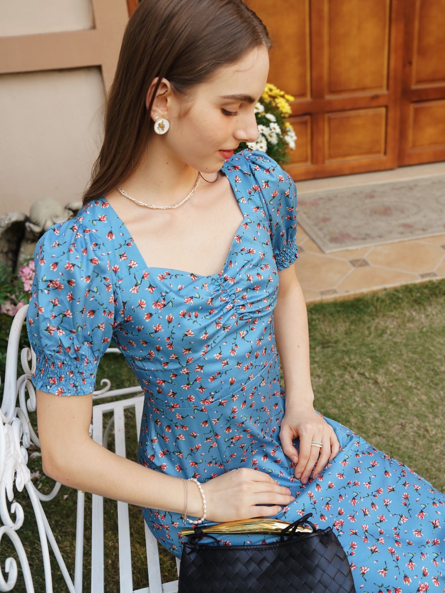 RP2244 - Azure Blue Floral Wrap Dress (2S-2M-2L)