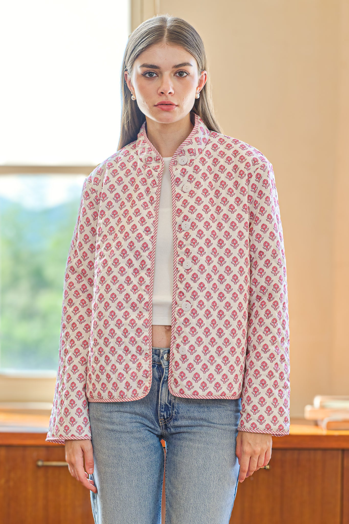 RP2545 - Two-in-One Reversible Floral and Stripe Jacket (2S-2M-2L)
