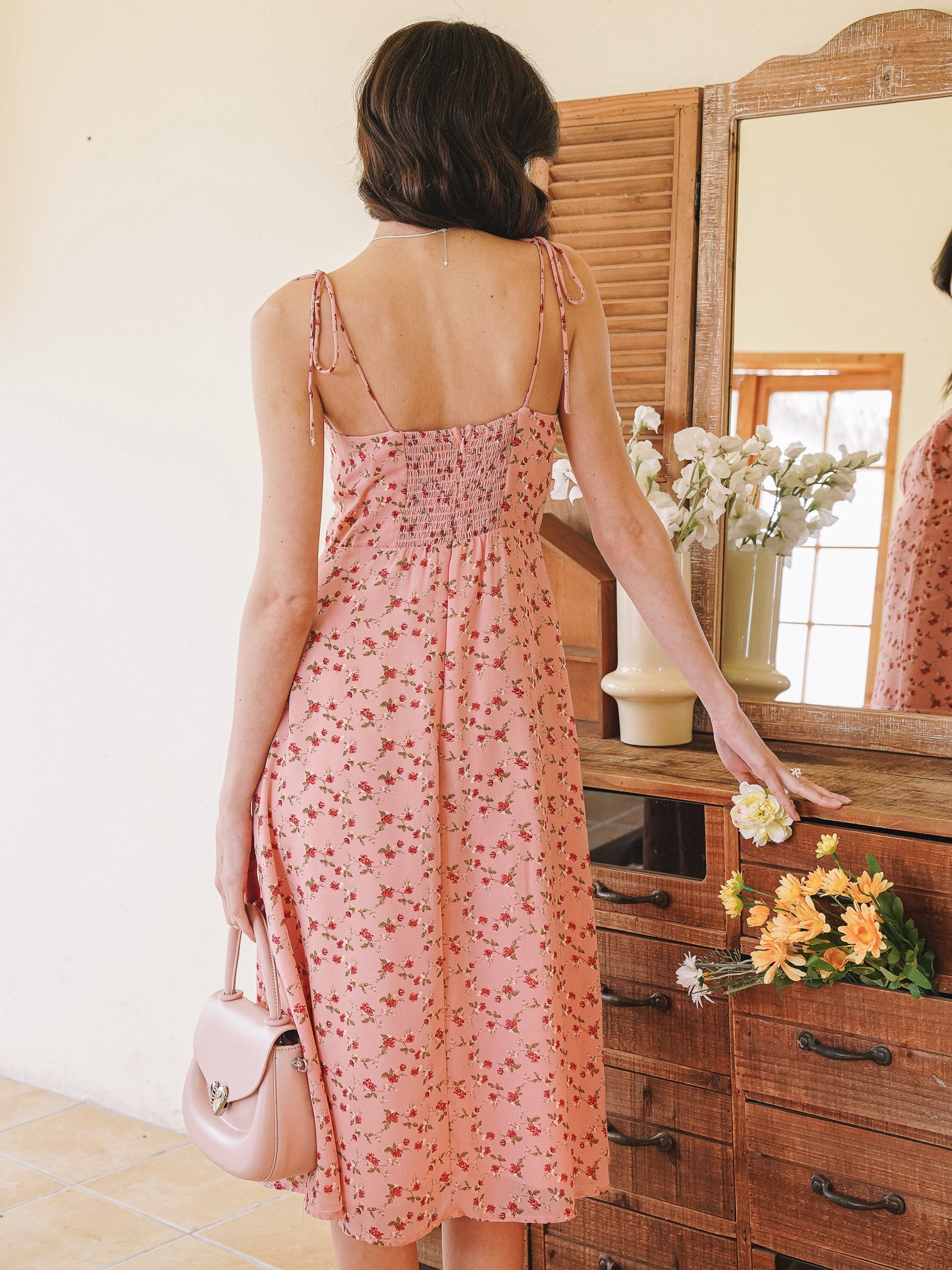 RP2268 - Rosy Meadow Tie-Strap Midi Dress (2S-2M-2L)
