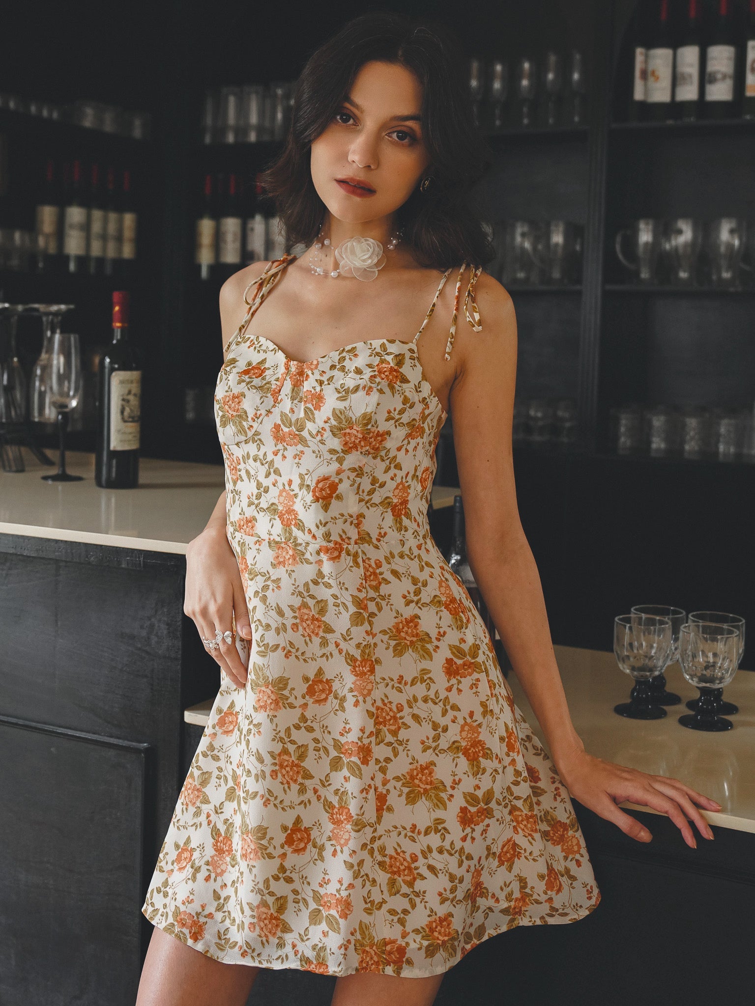 RP2272 - Soft Orange Floral Summer Dress (2S-2M-2L)