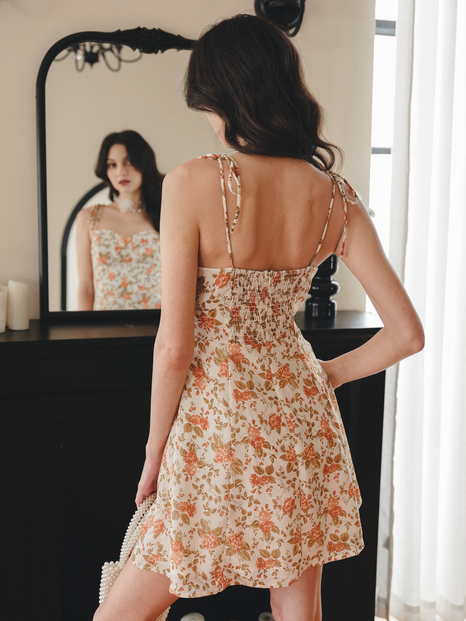 RP2272 - Soft Orange Floral Summer Dress (2S-2M-2L)
